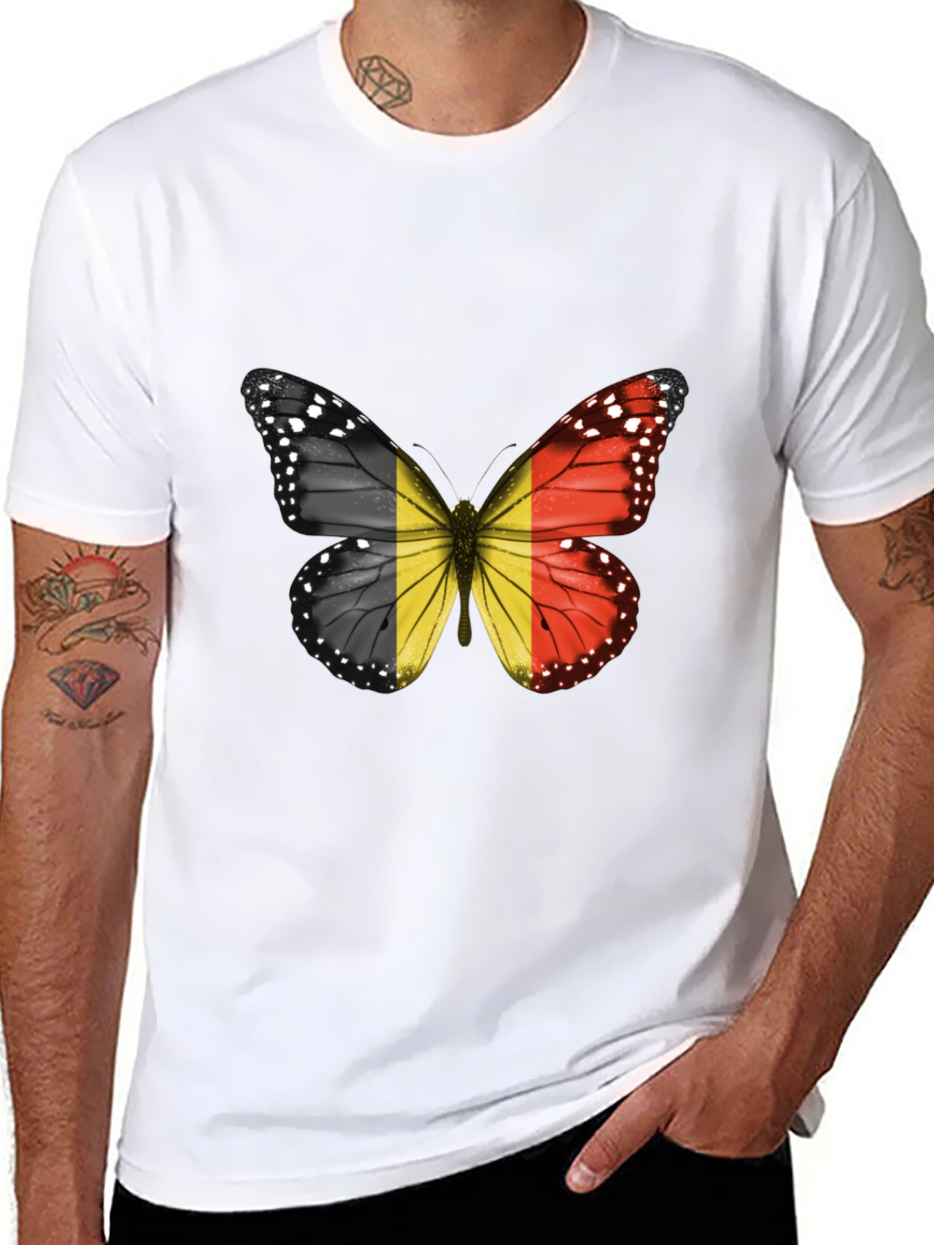 Belgium Flag Butterfly Graphic T-Shirt