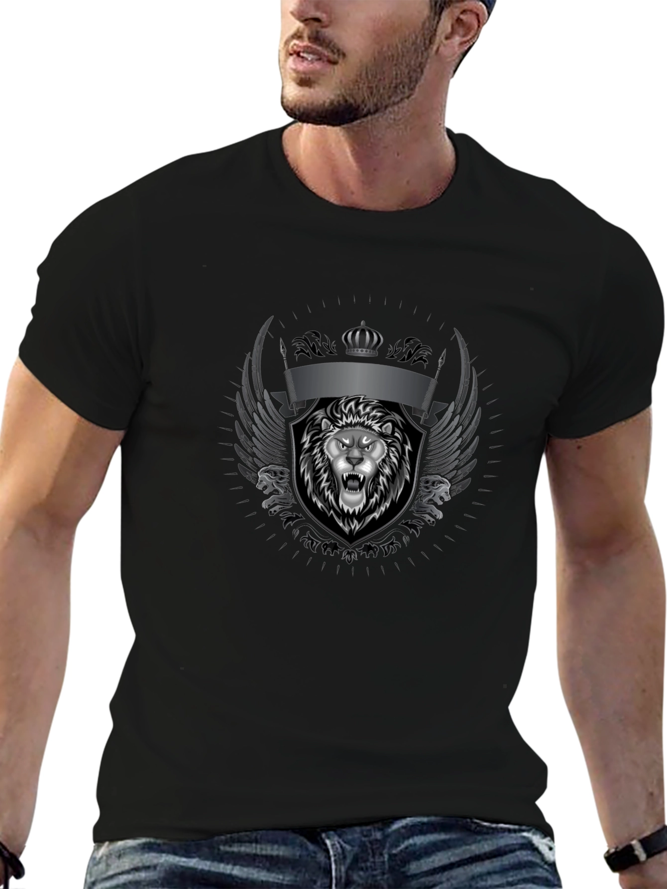 Lion Crest Graphic Black T-Shirt