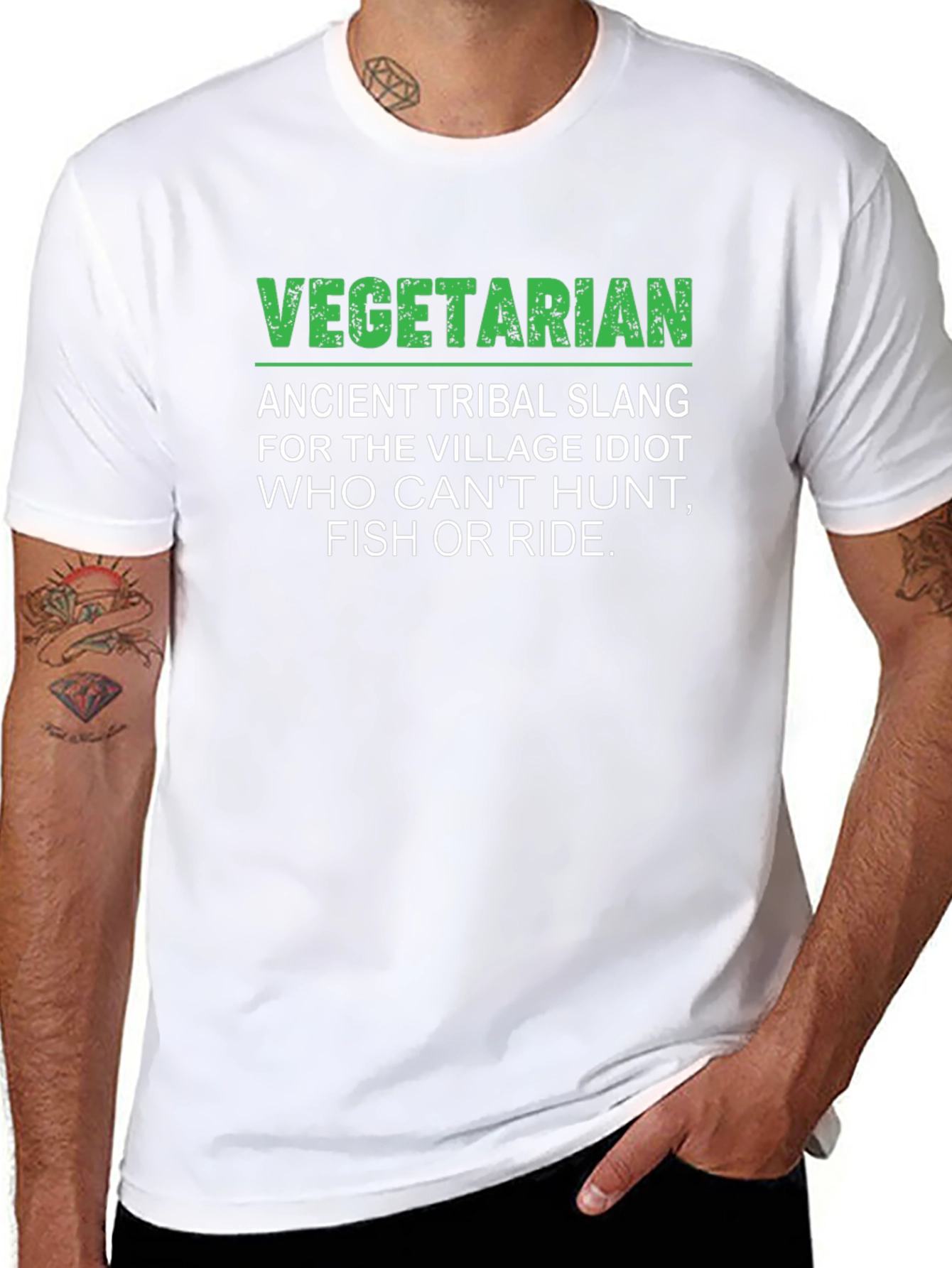 Vegetarian Slang Graphic T-Shirt - Humorous Tee