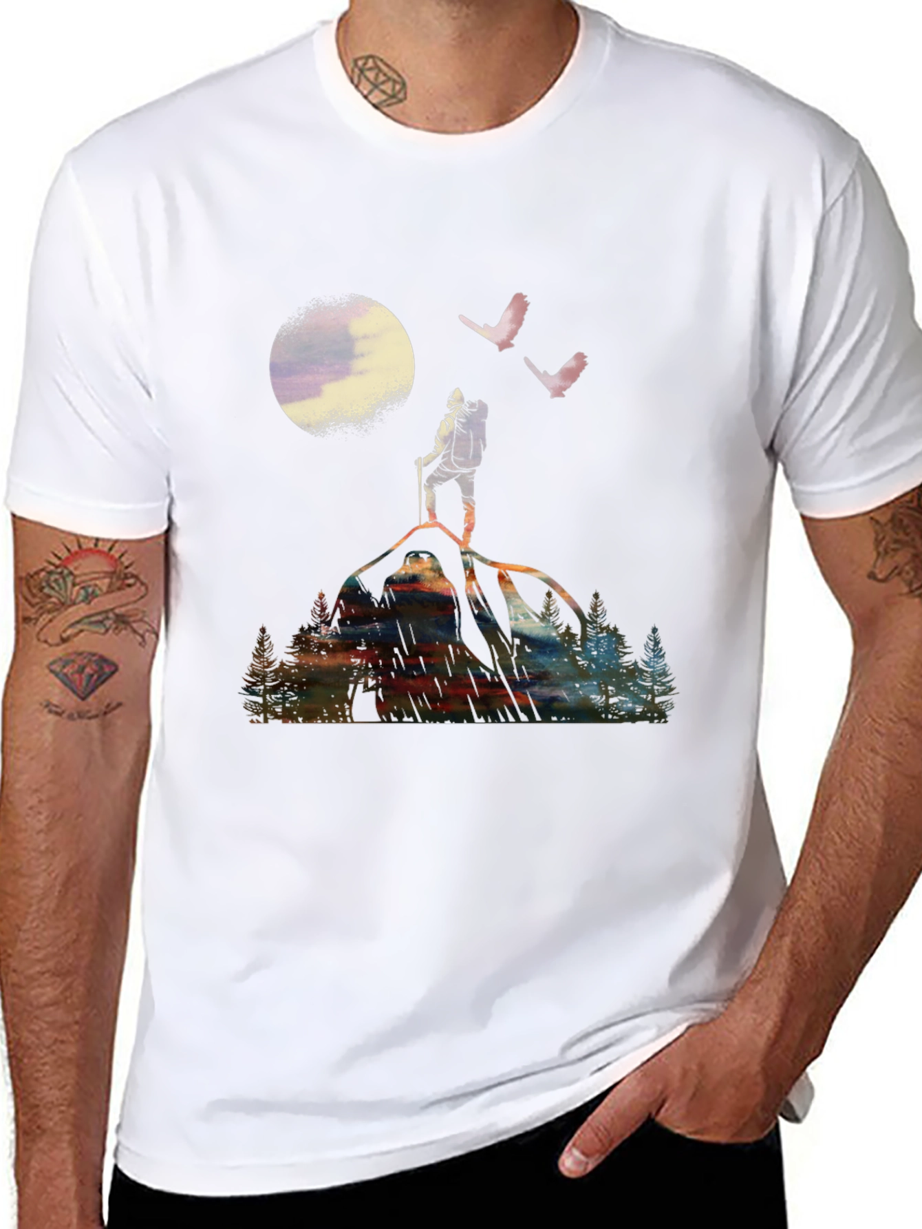 Mountain Hiker Graphic Tee - Black Cotton T-Shirt