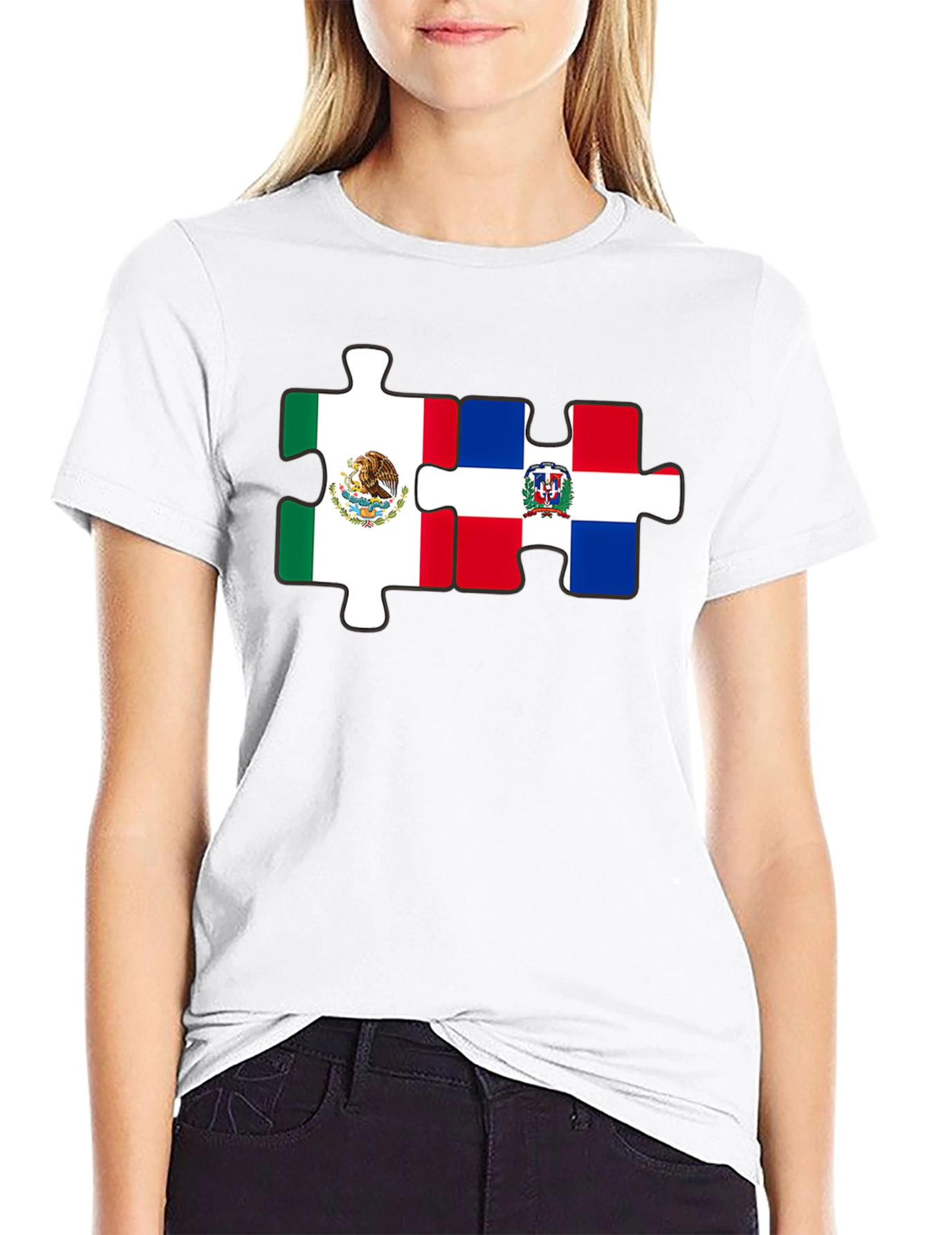 Mexico & Dominican Republic Puzzle Piece T-Shirt