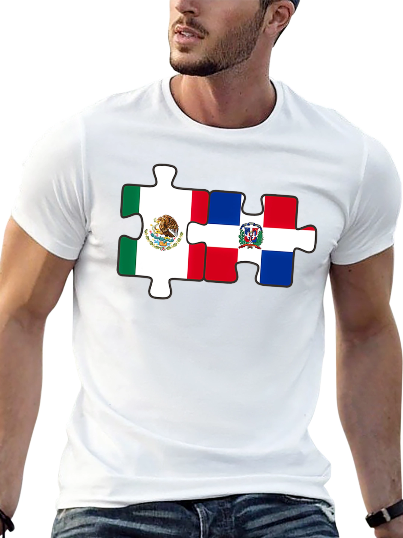 Mexico & Dominican Republic Puzzle Piece T-Shirt