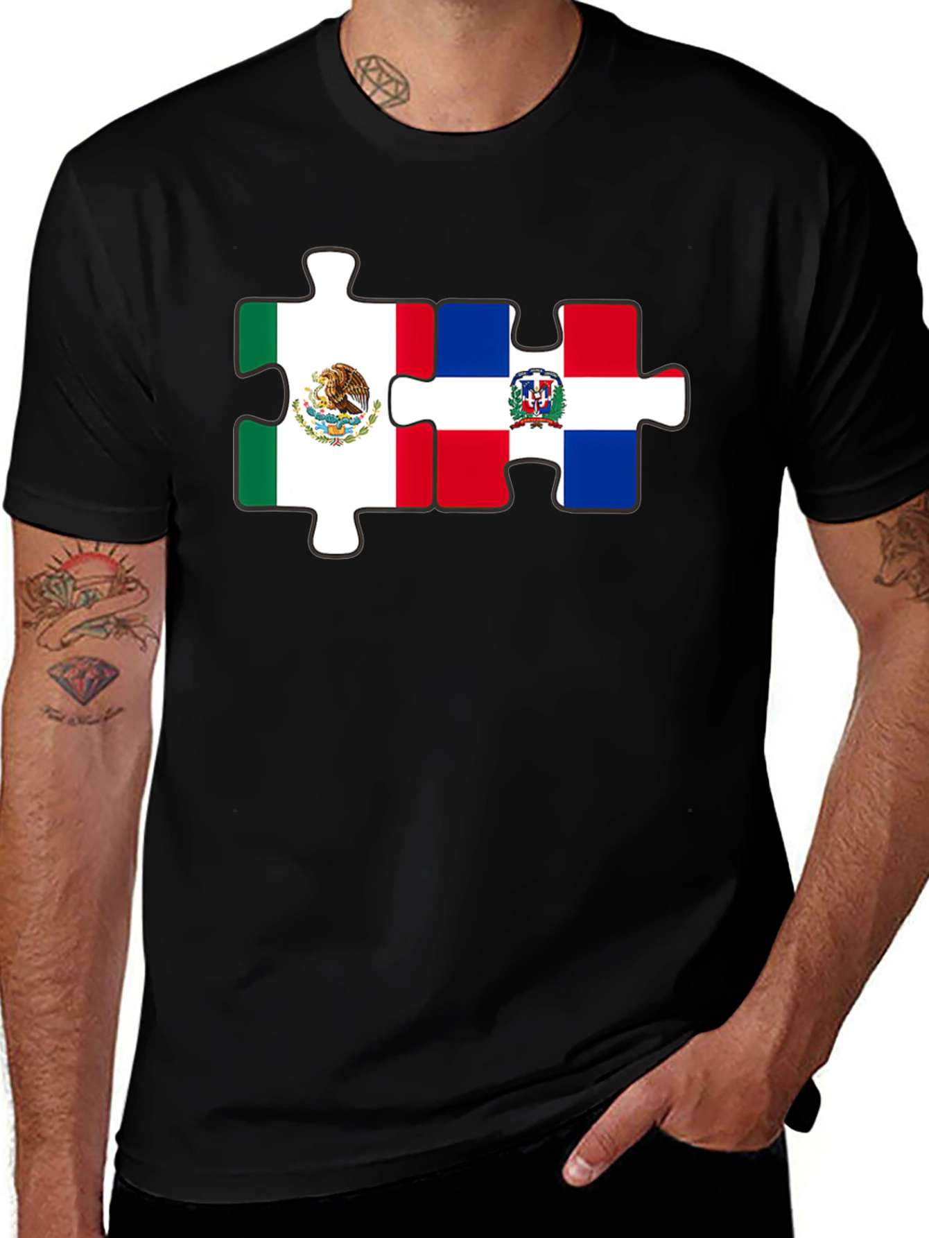 Mexico & Dominican Republic Puzzle Piece T-Shirt