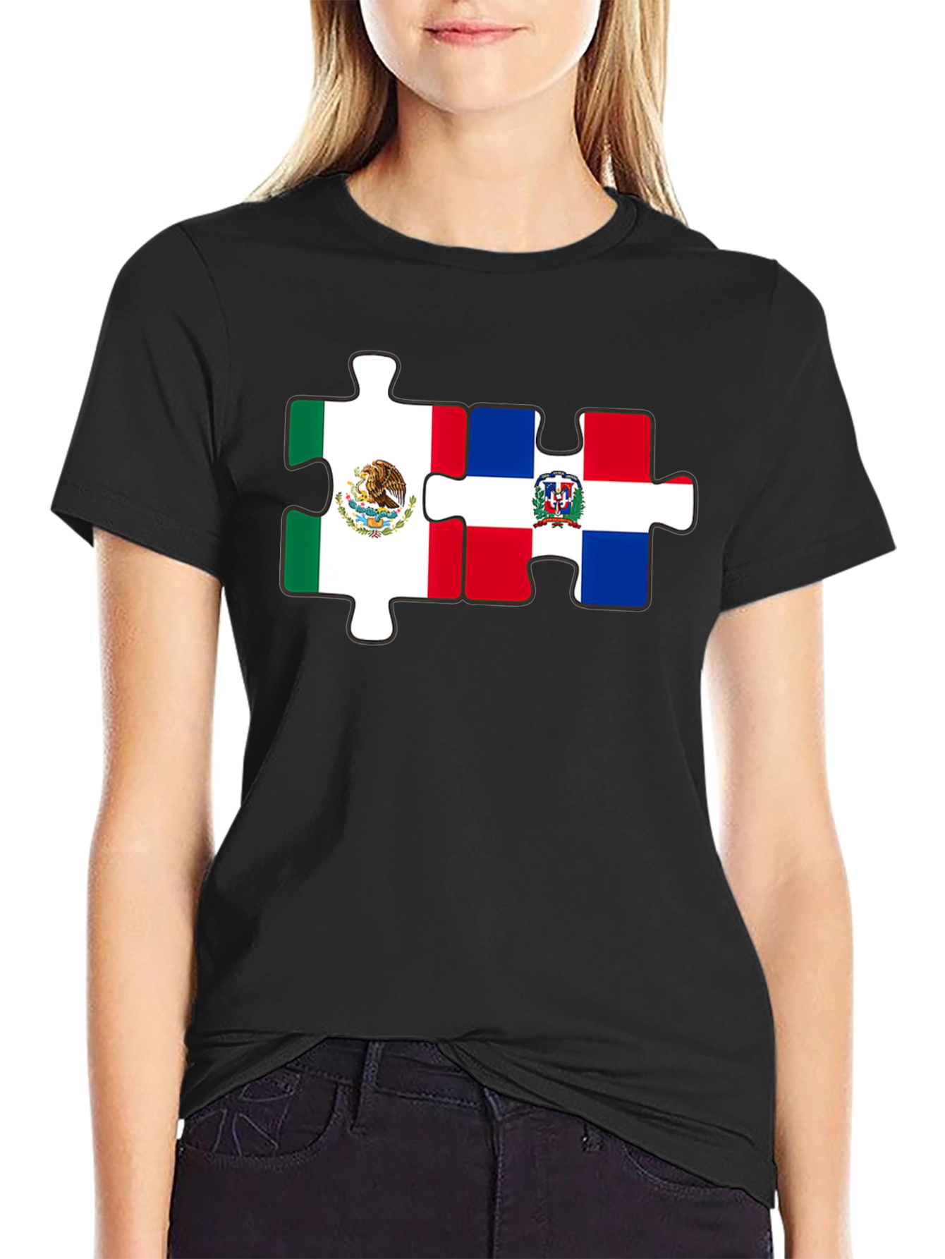 Mexico & Dominican Republic Puzzle Piece T-Shirt