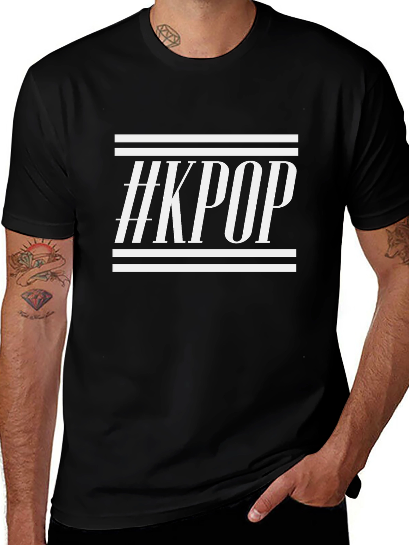 Stylish #KPOP Black Graphic Tee