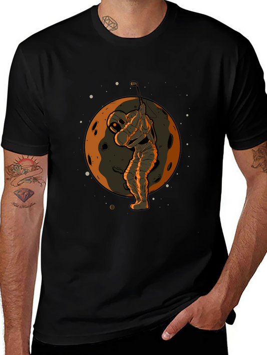 Astronaut Golfing on Moon Graphic T-Shirt