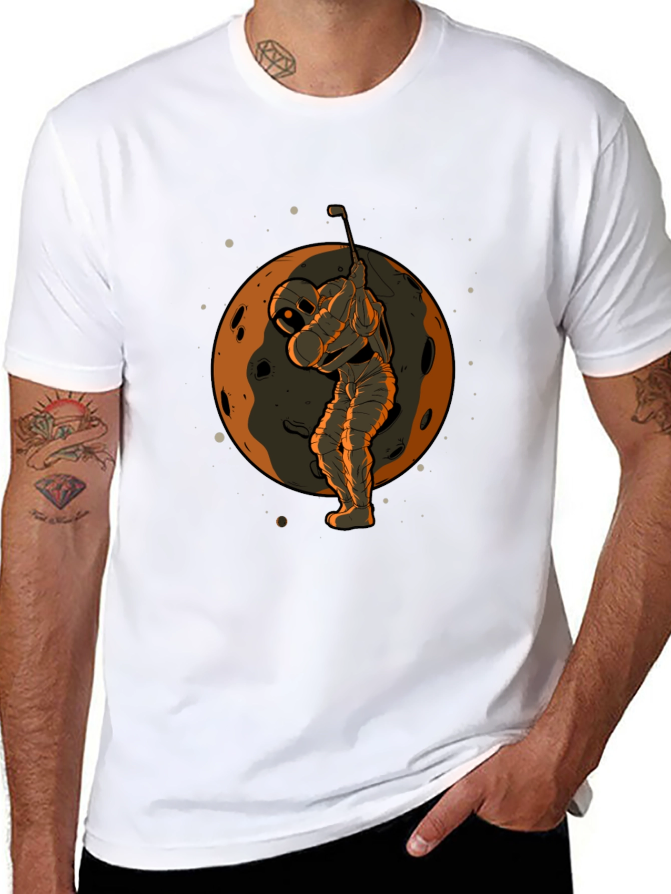 Astronaut Golfing on Moon Graphic T-Shirt