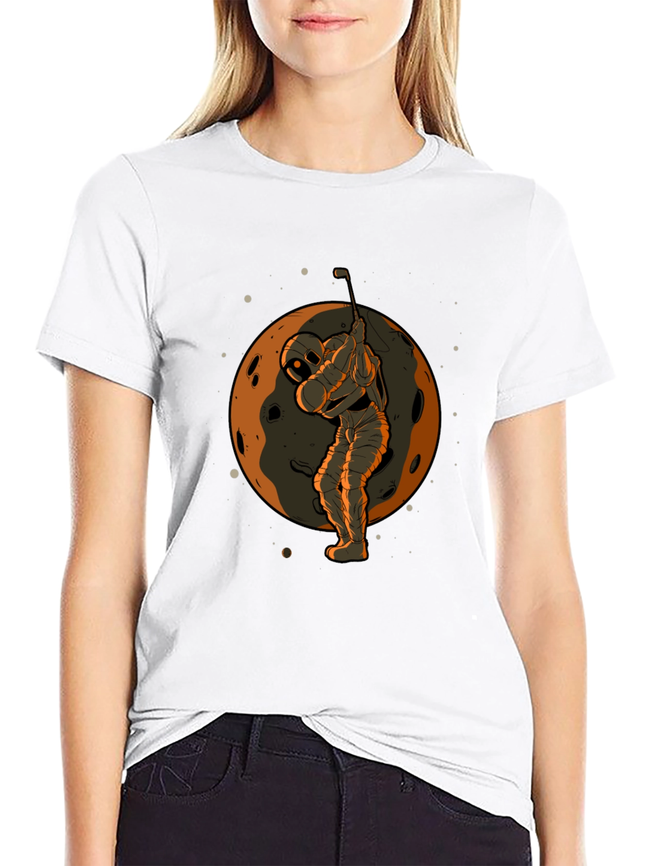 Astronaut Golfing on Moon Graphic T-Shirt