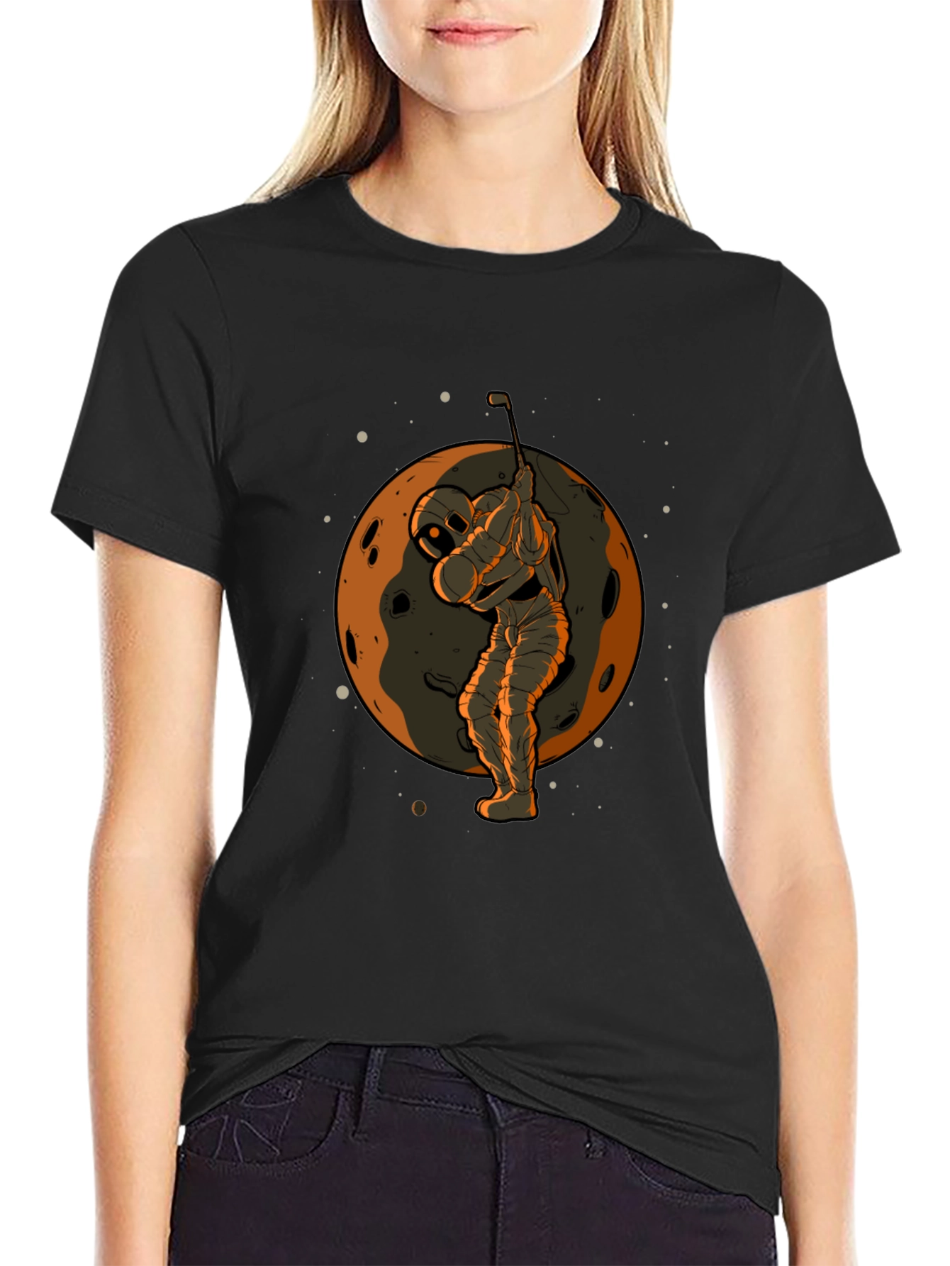 Astronaut Golfing on Moon Graphic T-Shirt