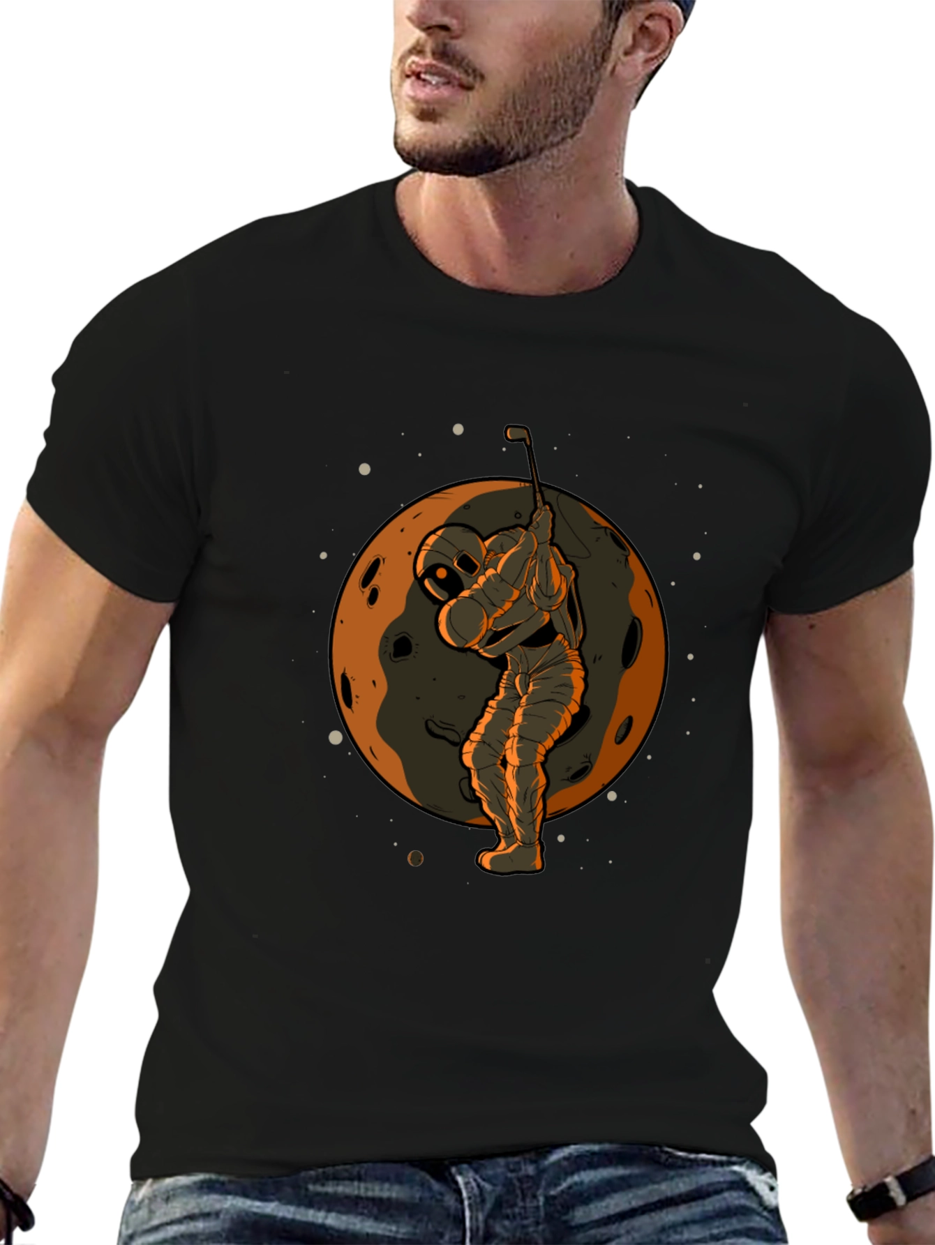 Astronaut Golfing on Moon Graphic T-Shirt
