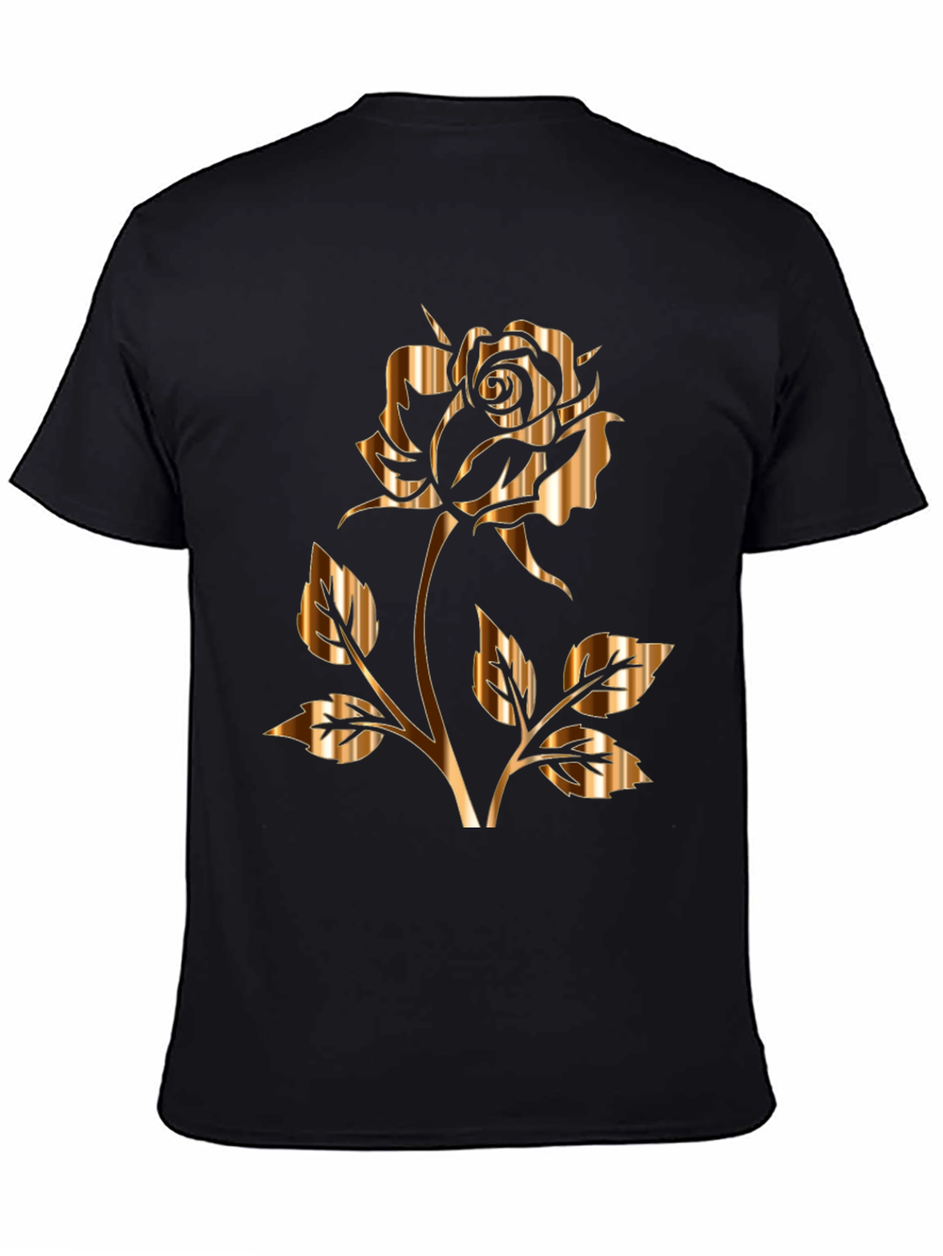 Golden Rose Graphic Black T-Shirt