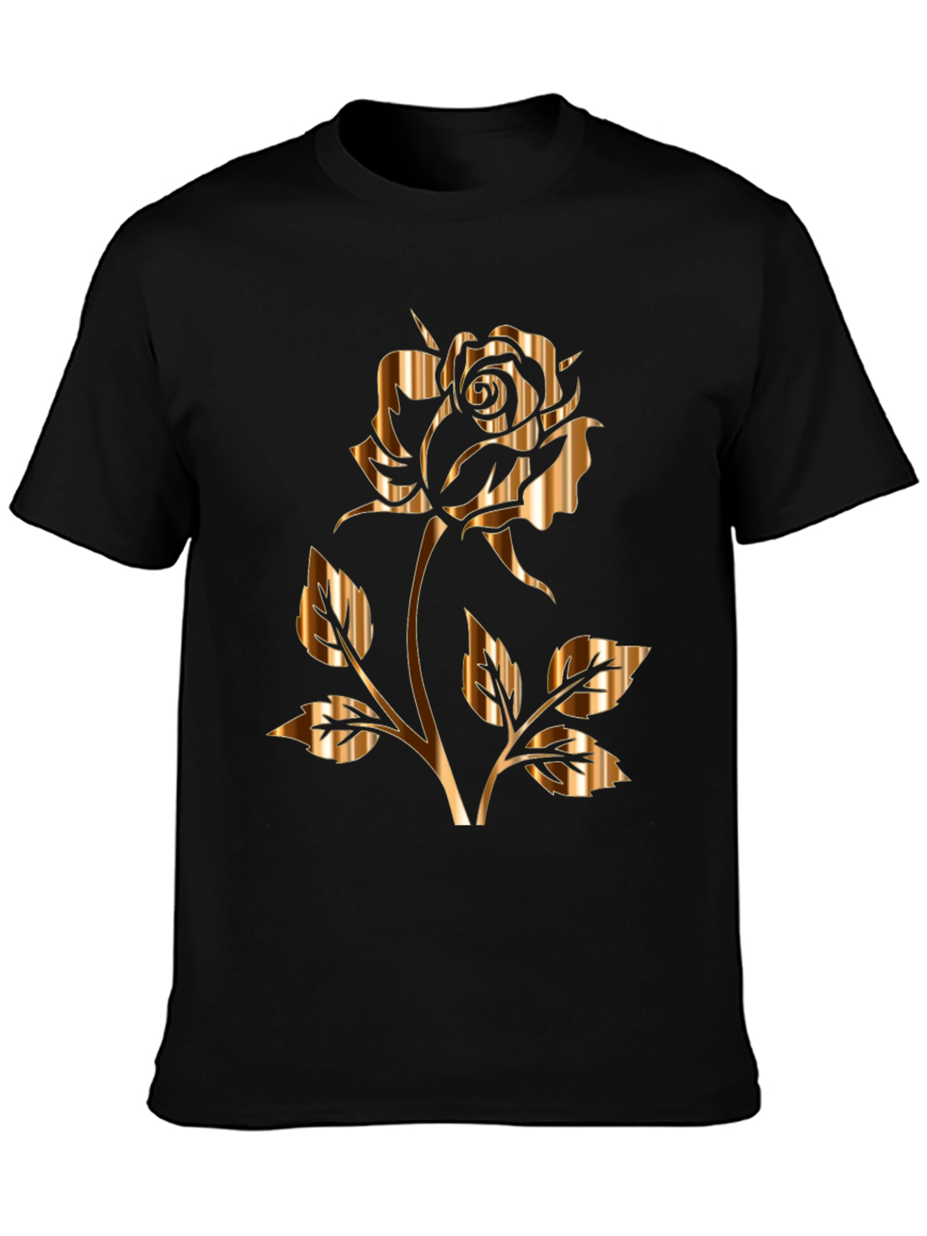 Golden Rose Graphic Black T-Shirt