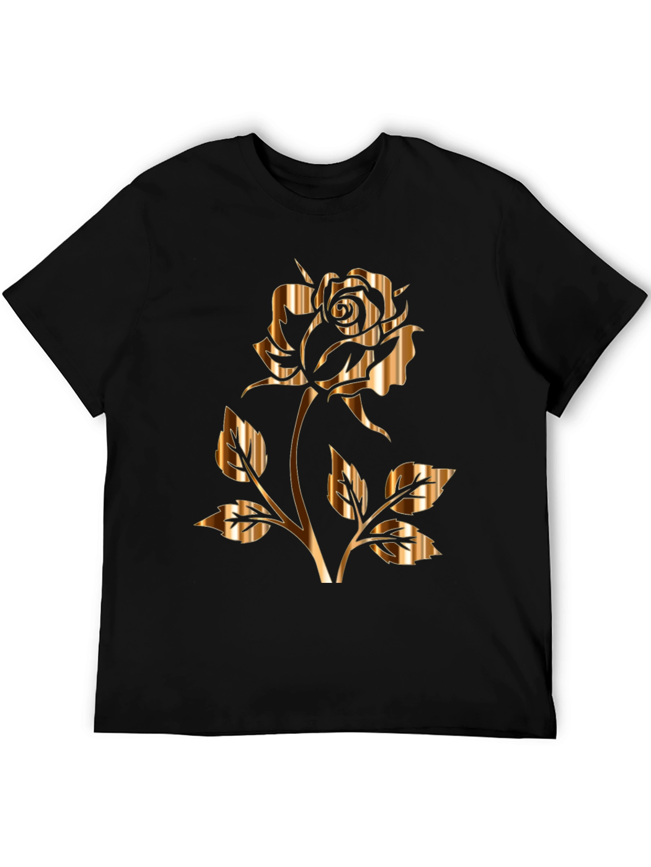 Golden Rose Graphic Black T-Shirt
