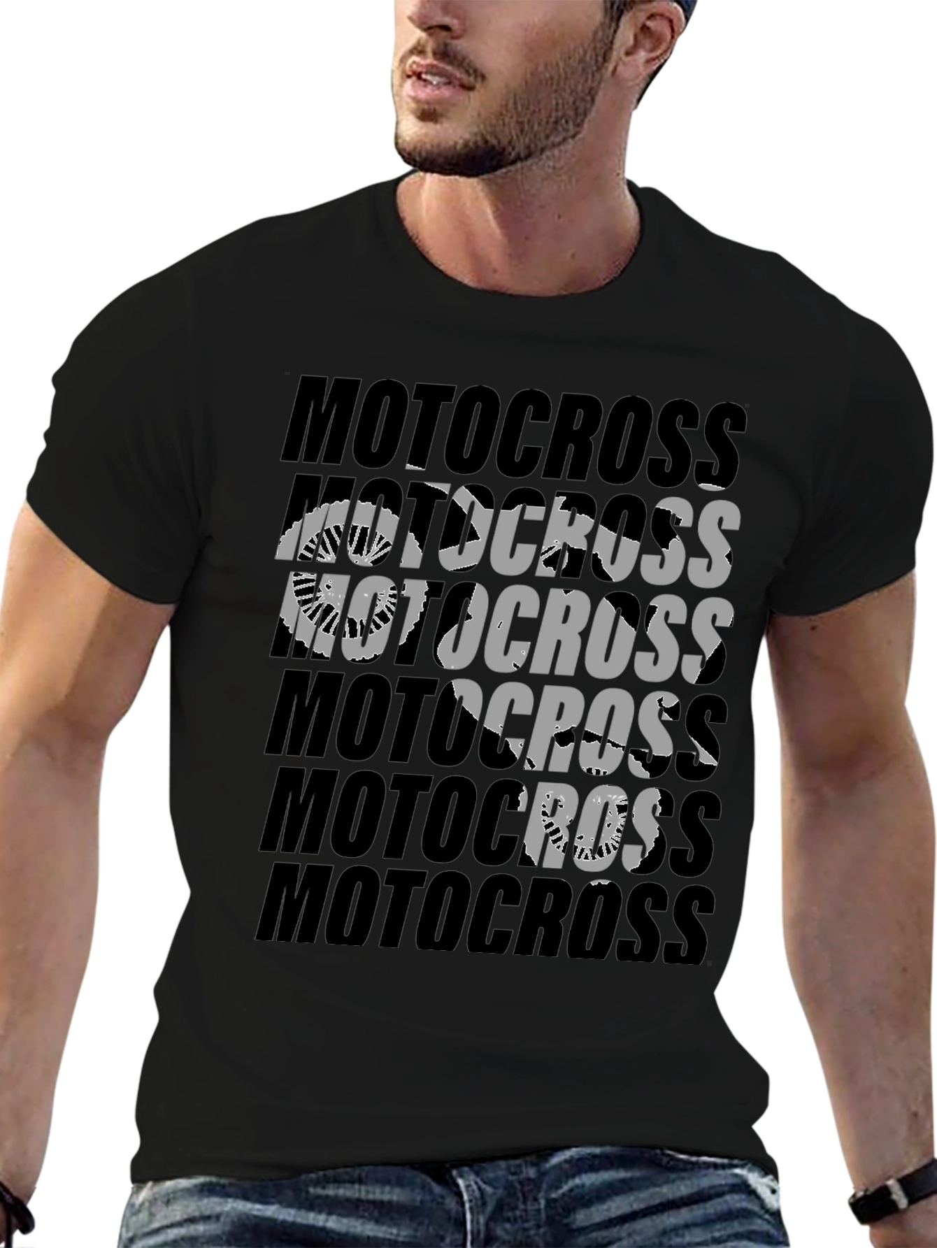 Motocross Graphic Print T-Shirt | Black Cotton Tee
