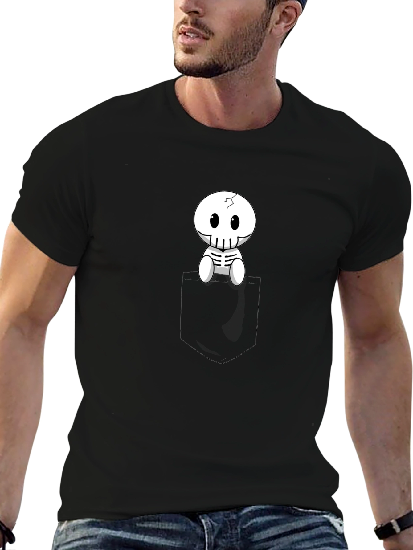 Pocket Skeleton Graphic Tee - Black