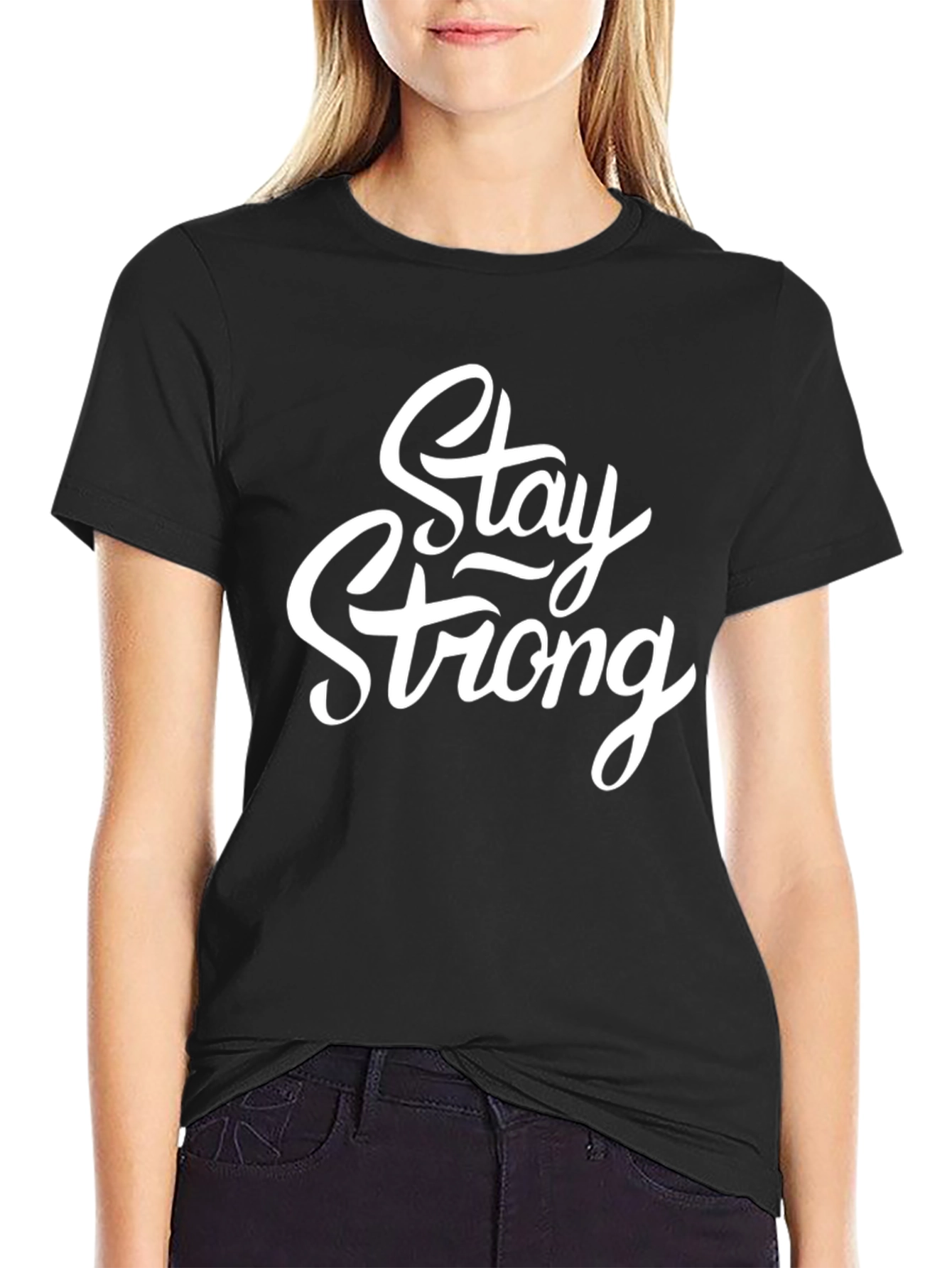Stay Strong Graphic Tee - Premium Black T-Shirt