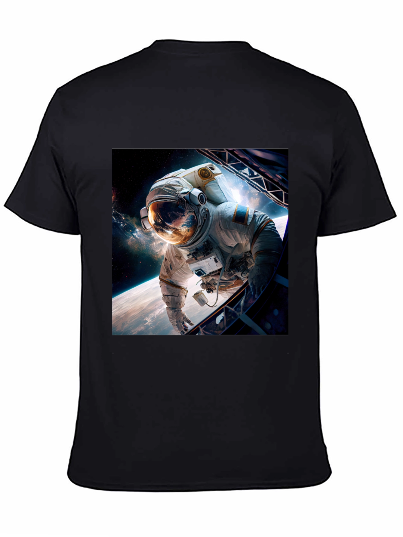 Astronaut in Space Graphic Black T-Shirt