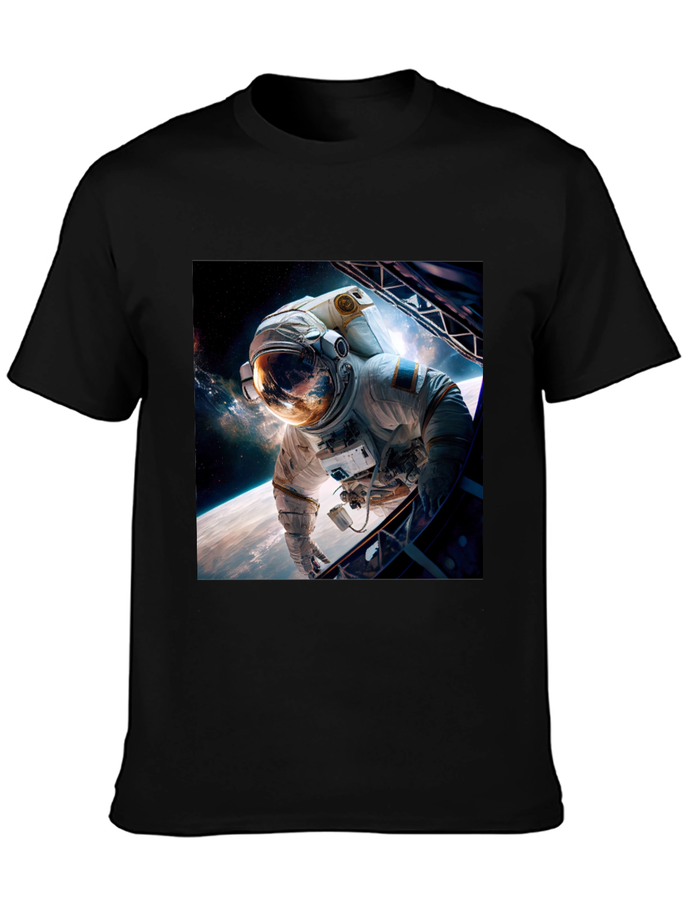 Astronaut in Space Graphic Black T-Shirt