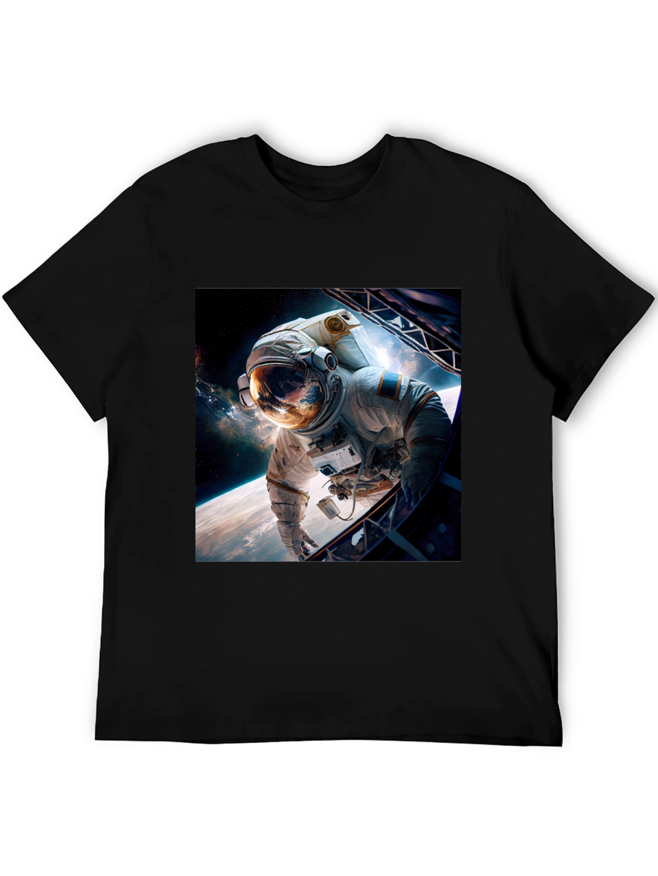 Astronaut in Space Graphic Black T-Shirt