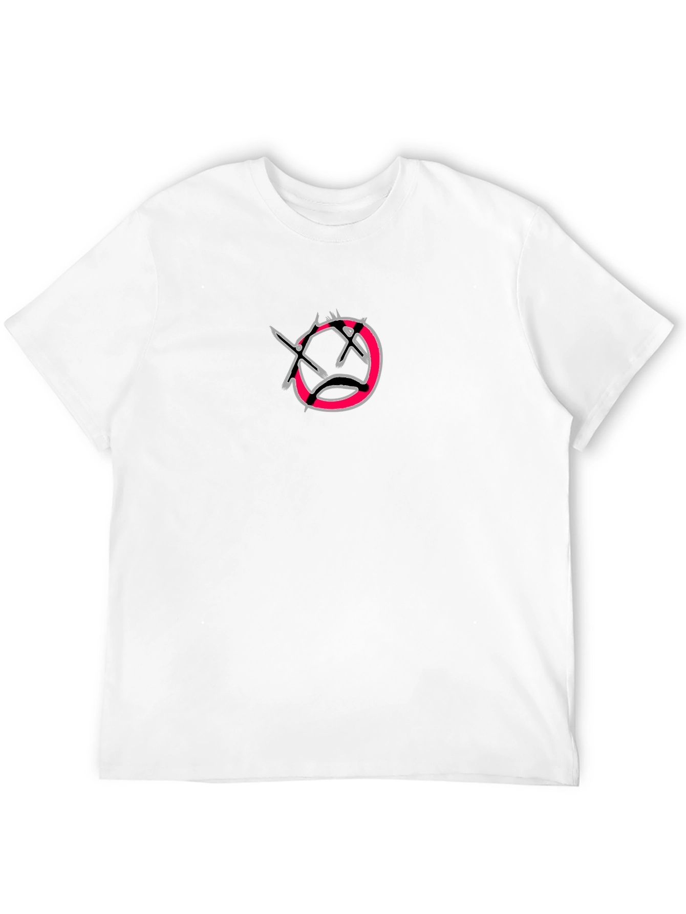 Edgy Graphic Tee - Neon Sad Face Design