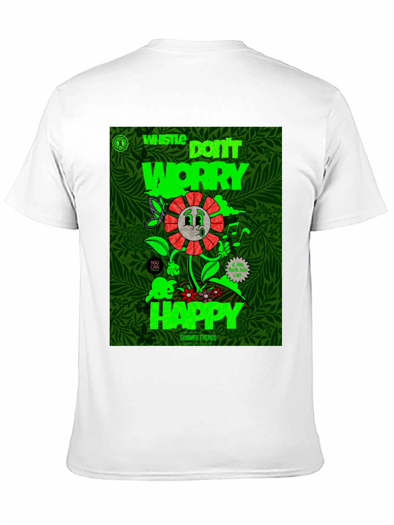 Whistle Happy Graphic Print Black T-Shirt