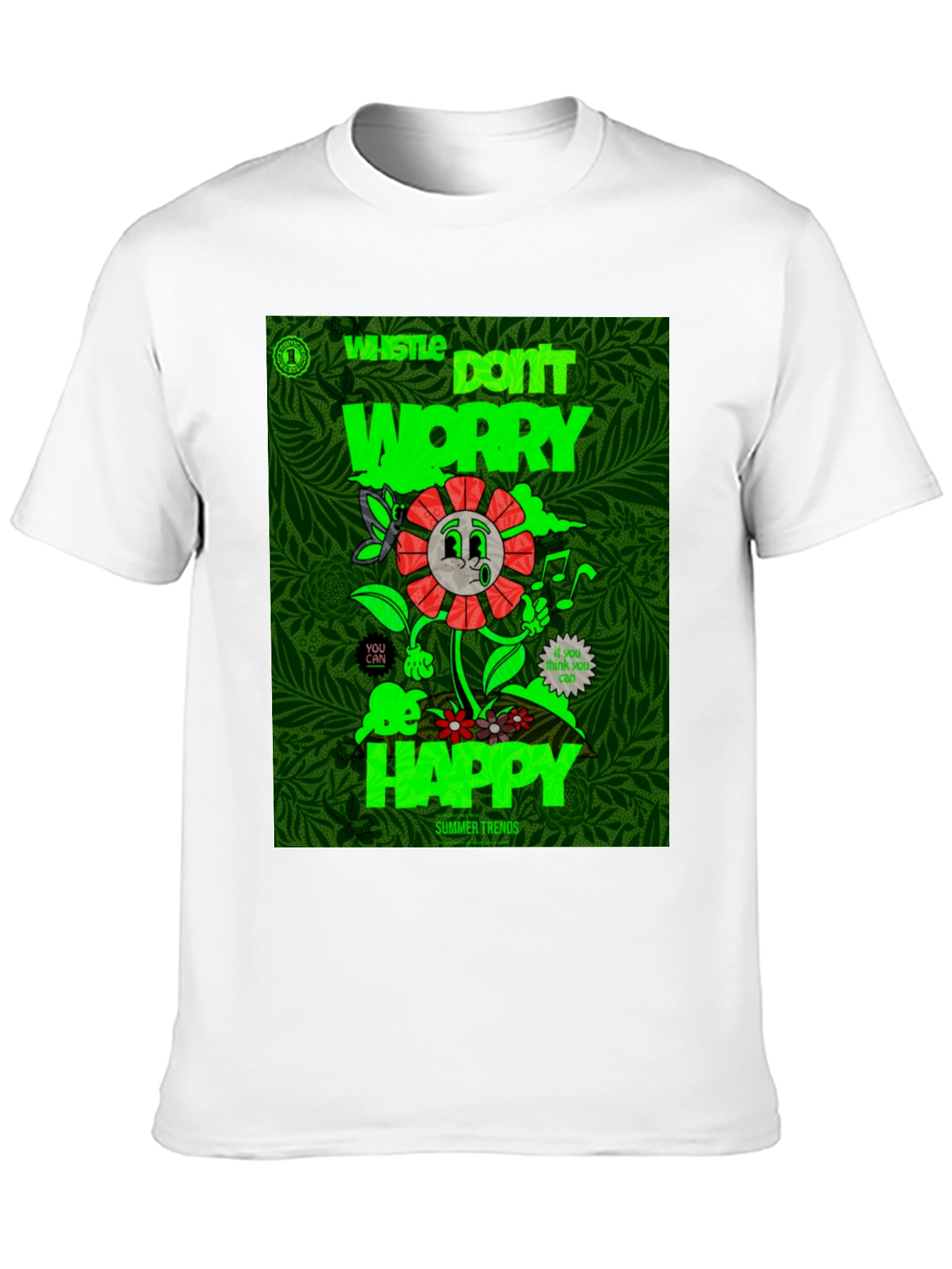 Whistle Happy Graphic Print Black T-Shirt