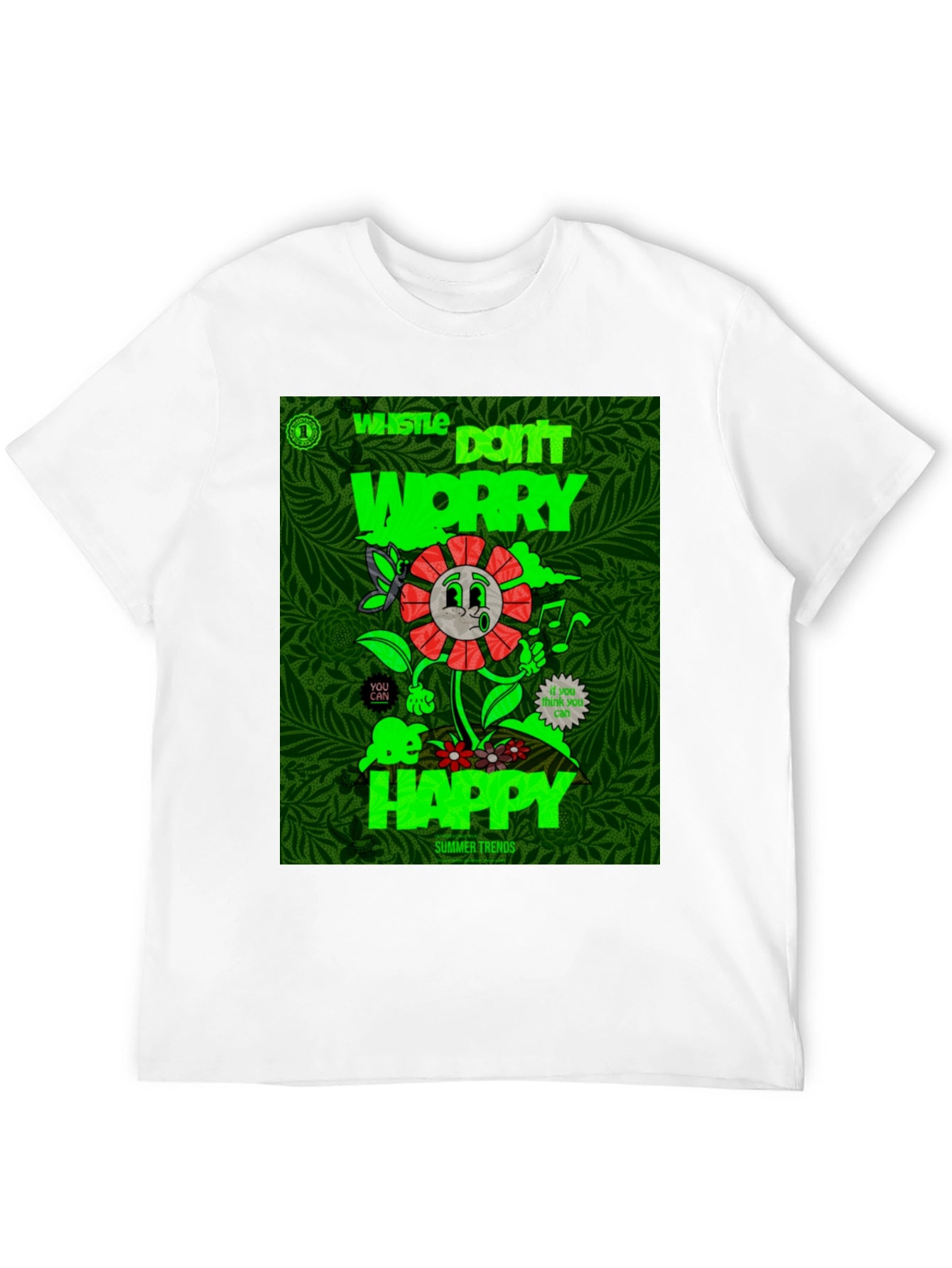 Whistle Happy Graphic Print Black T-Shirt