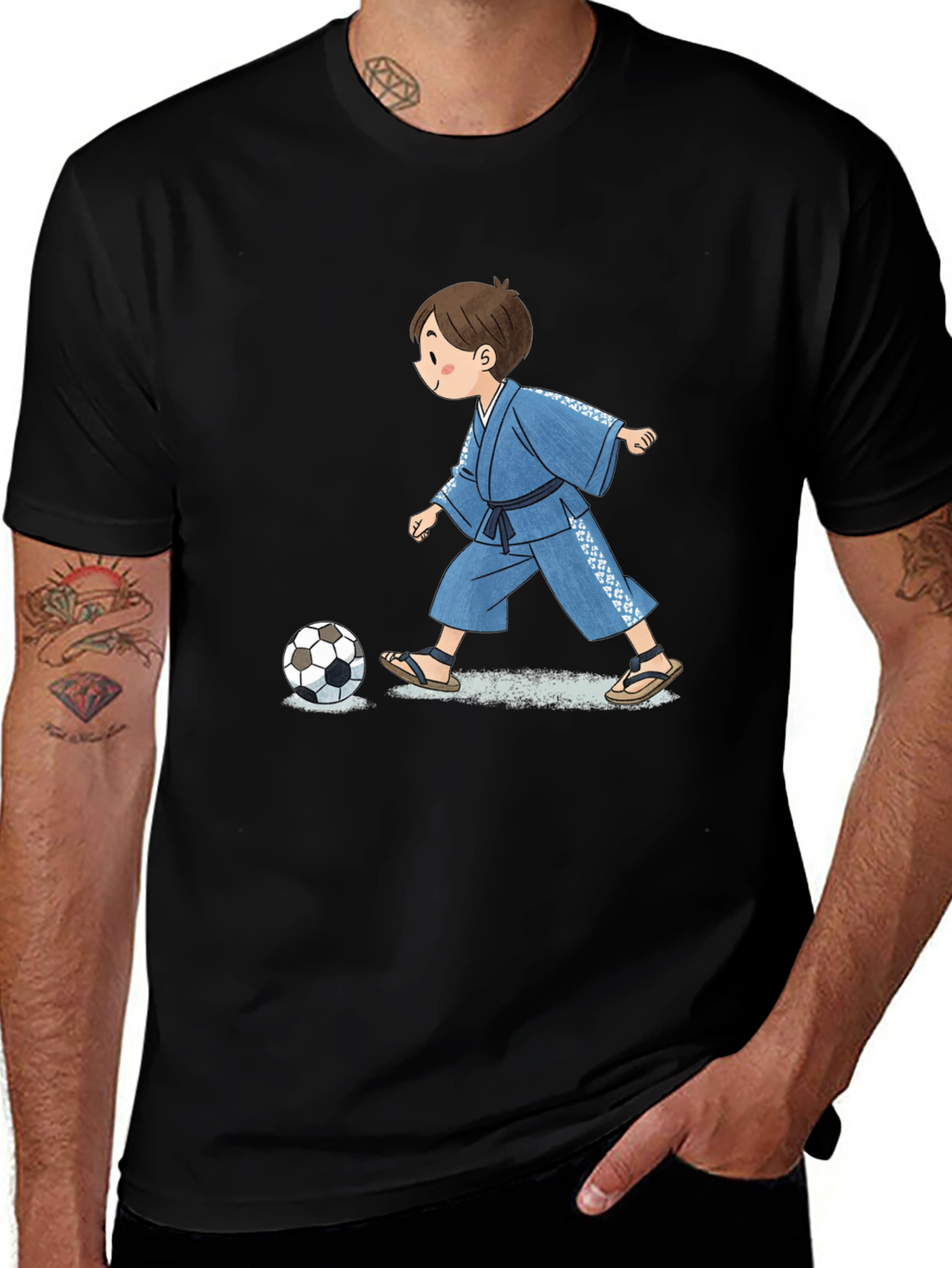 Boy in Kimono T-Shirt - Soccer Style