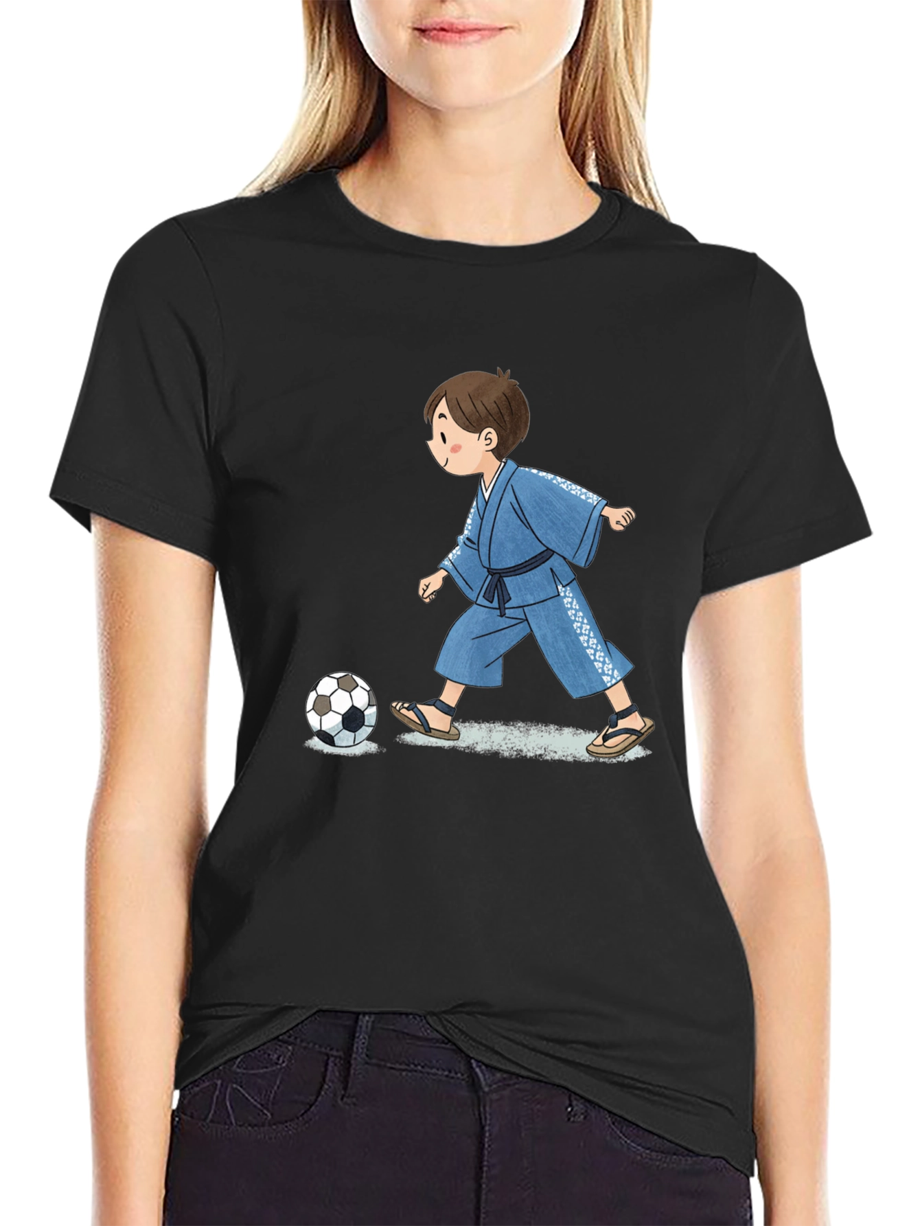 Boy in Kimono T-Shirt - Soccer Style