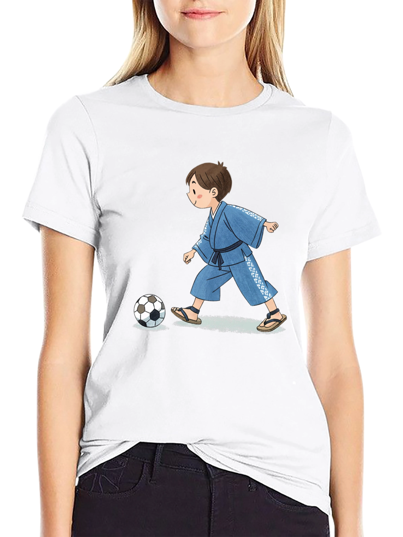 Boy in Kimono T-Shirt - Soccer Style