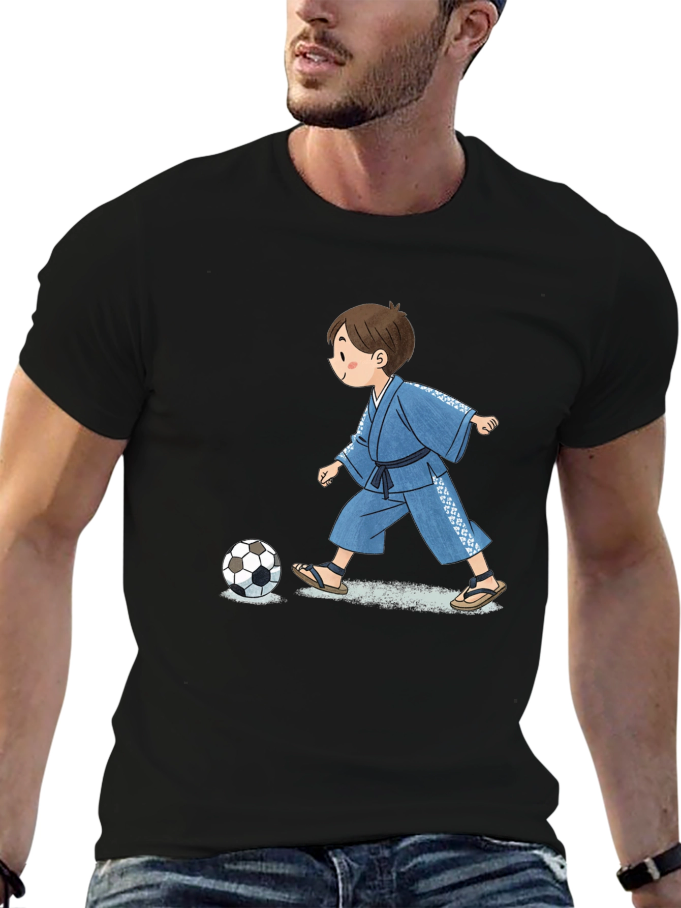 Boy in Kimono T-Shirt - Soccer Style