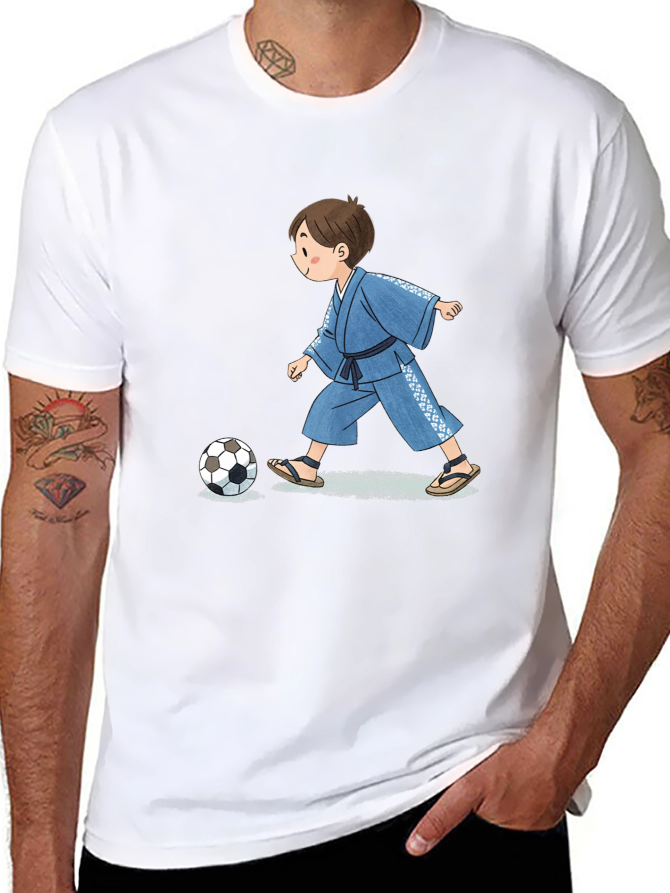 Boy in Kimono T-Shirt - Soccer Style