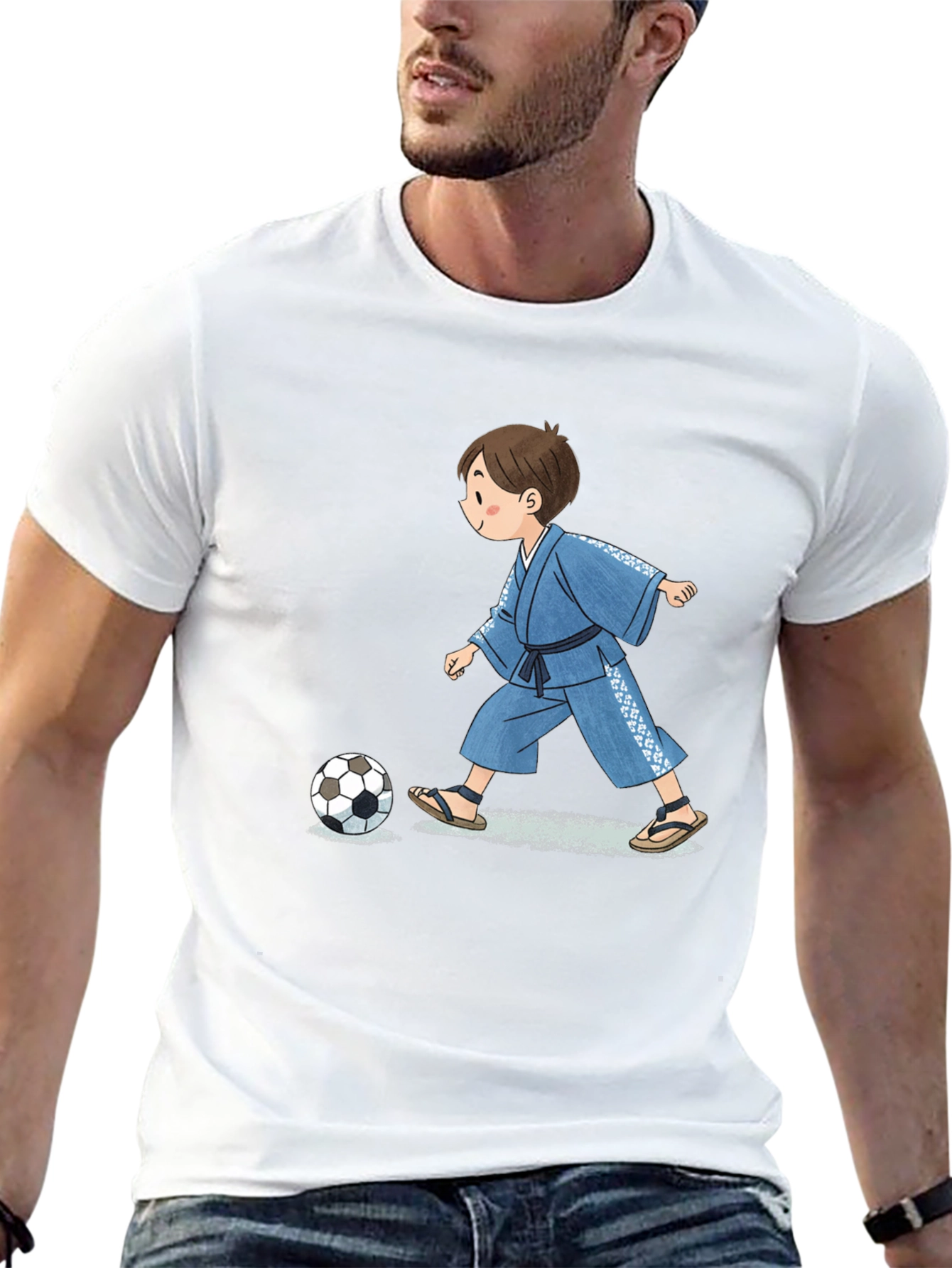 Boy in Kimono T-Shirt - Soccer Style