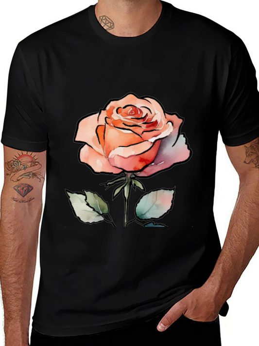 Rose Watercolor Graphic Tee - Stylish Floral Design