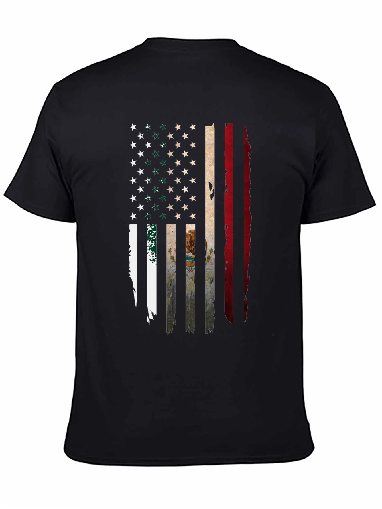 Distressed USA Mexico Flag Graphic T-Shirt