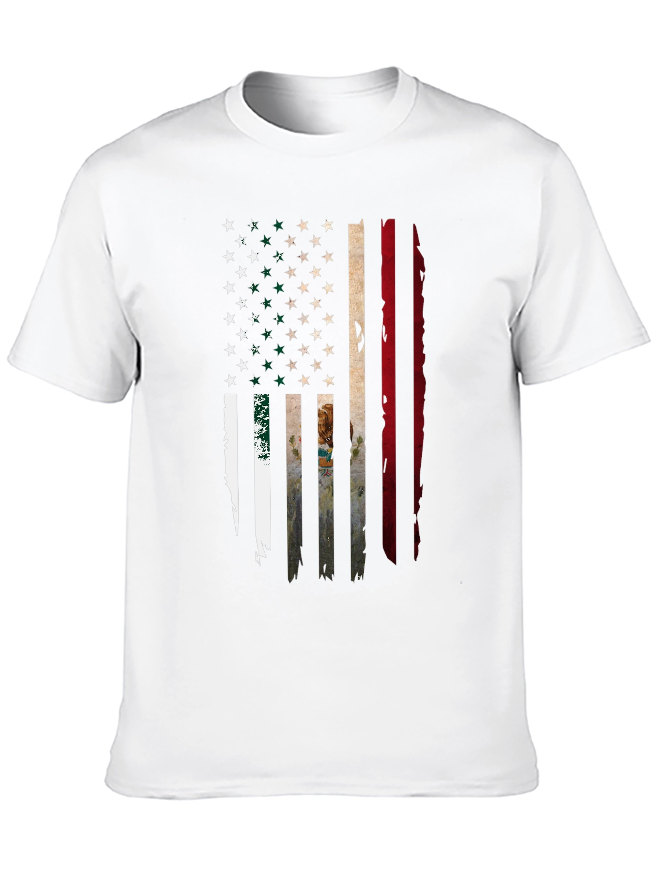 Distressed USA Mexico Flag Graphic T-Shirt