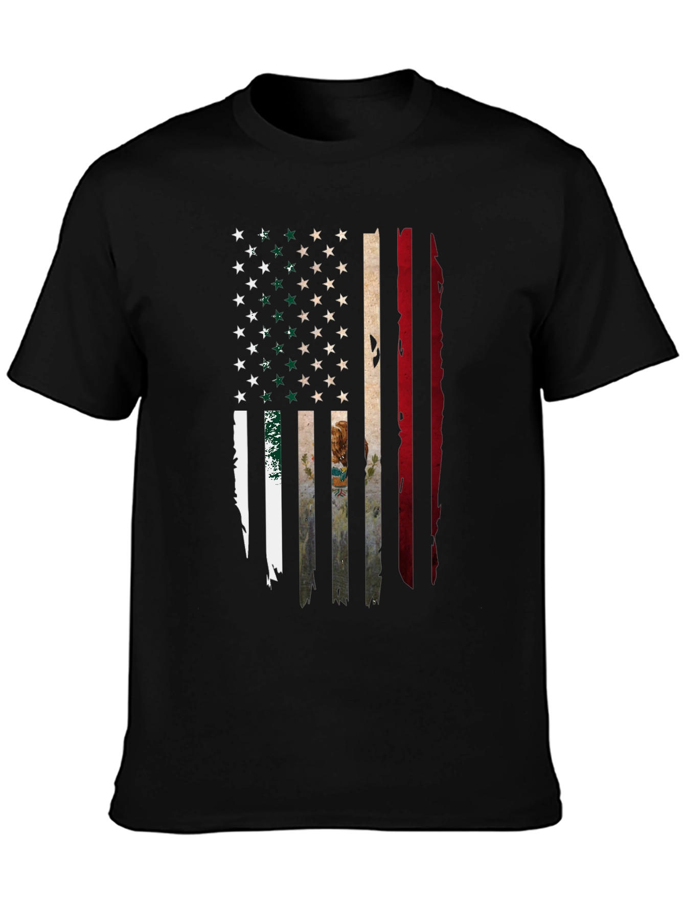 Distressed USA Mexico Flag Graphic T-Shirt