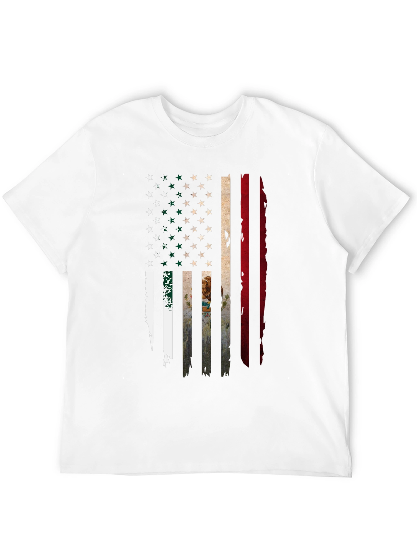Distressed USA Mexico Flag Graphic T-Shirt