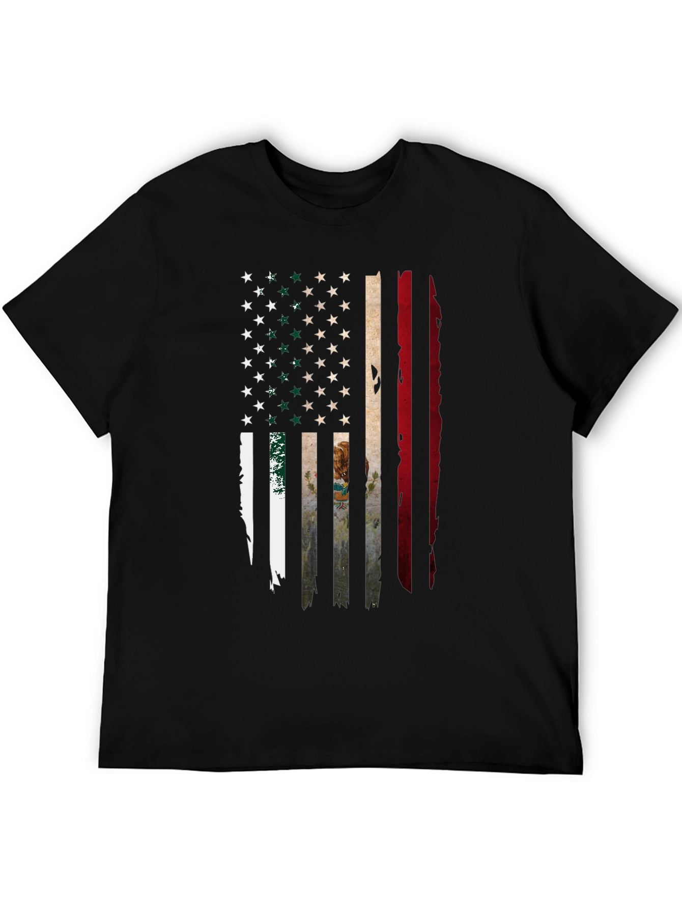 Distressed USA Mexico Flag Graphic T-Shirt