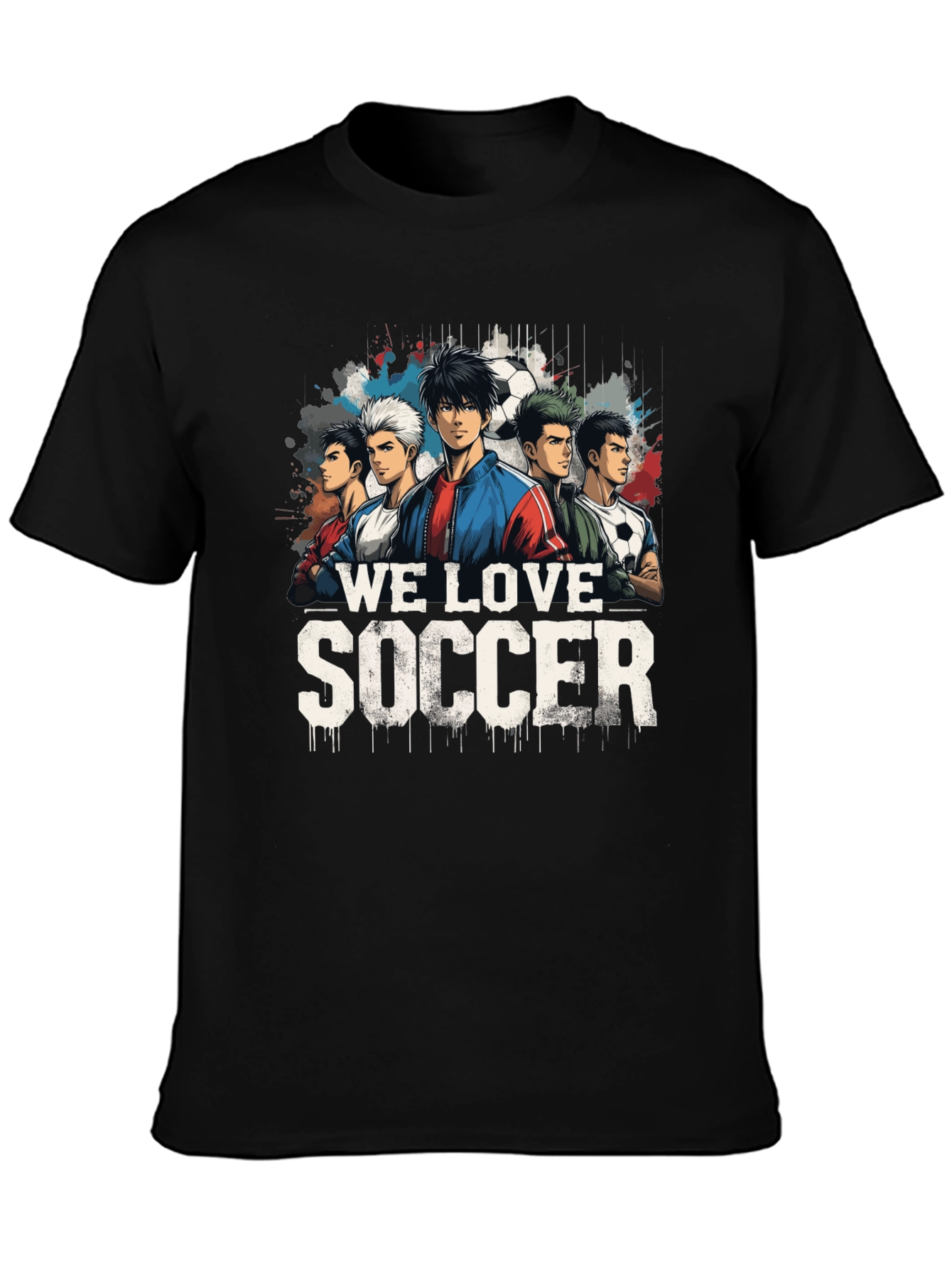 We Love Soccer Graphic Tee - Black Cotton Blend