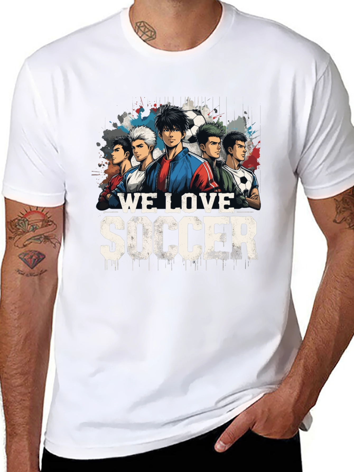 We Love Soccer Graphic Tee - Black Cotton Blend
