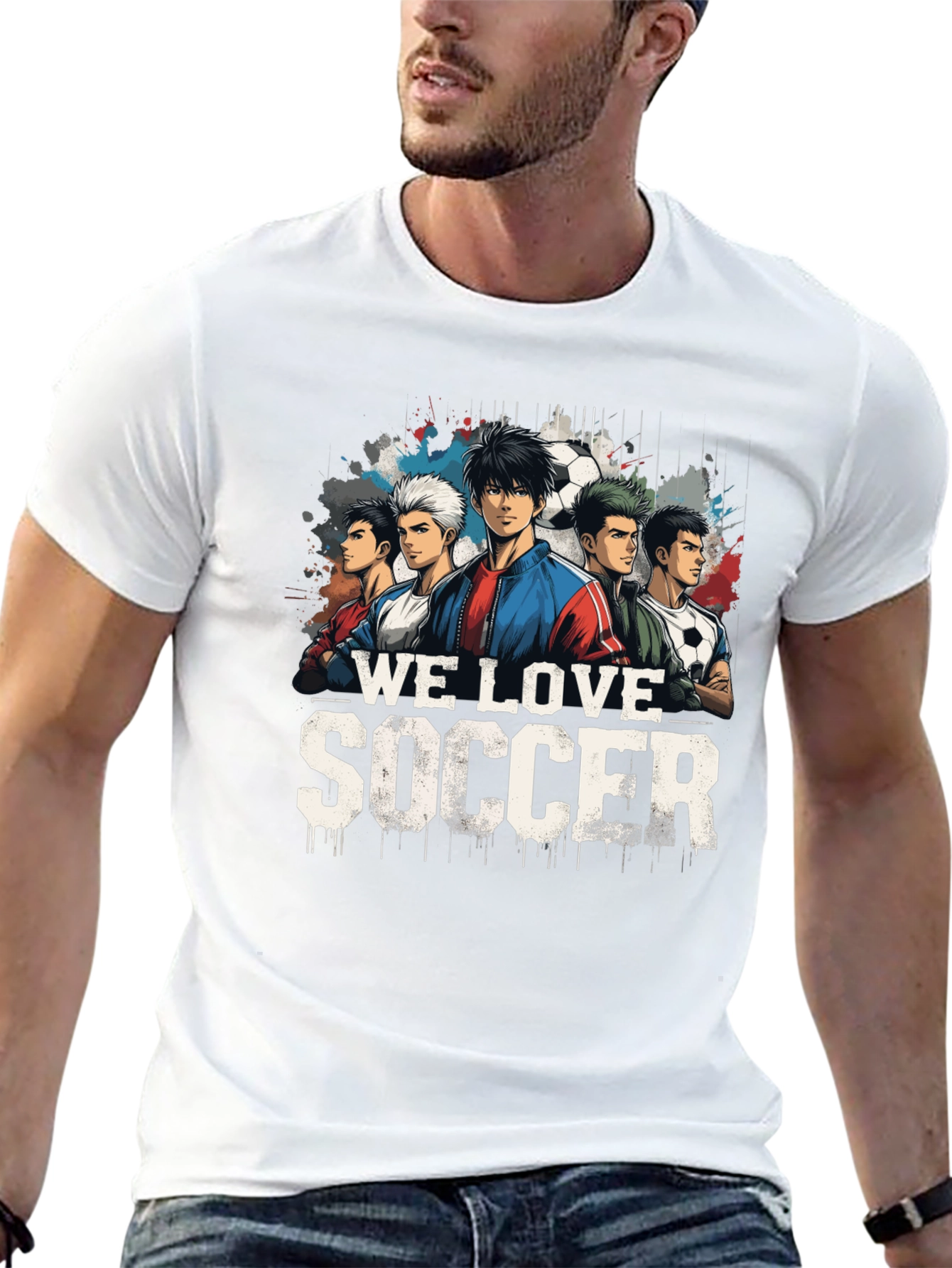 We Love Soccer Graphic Tee - Black Cotton Blend