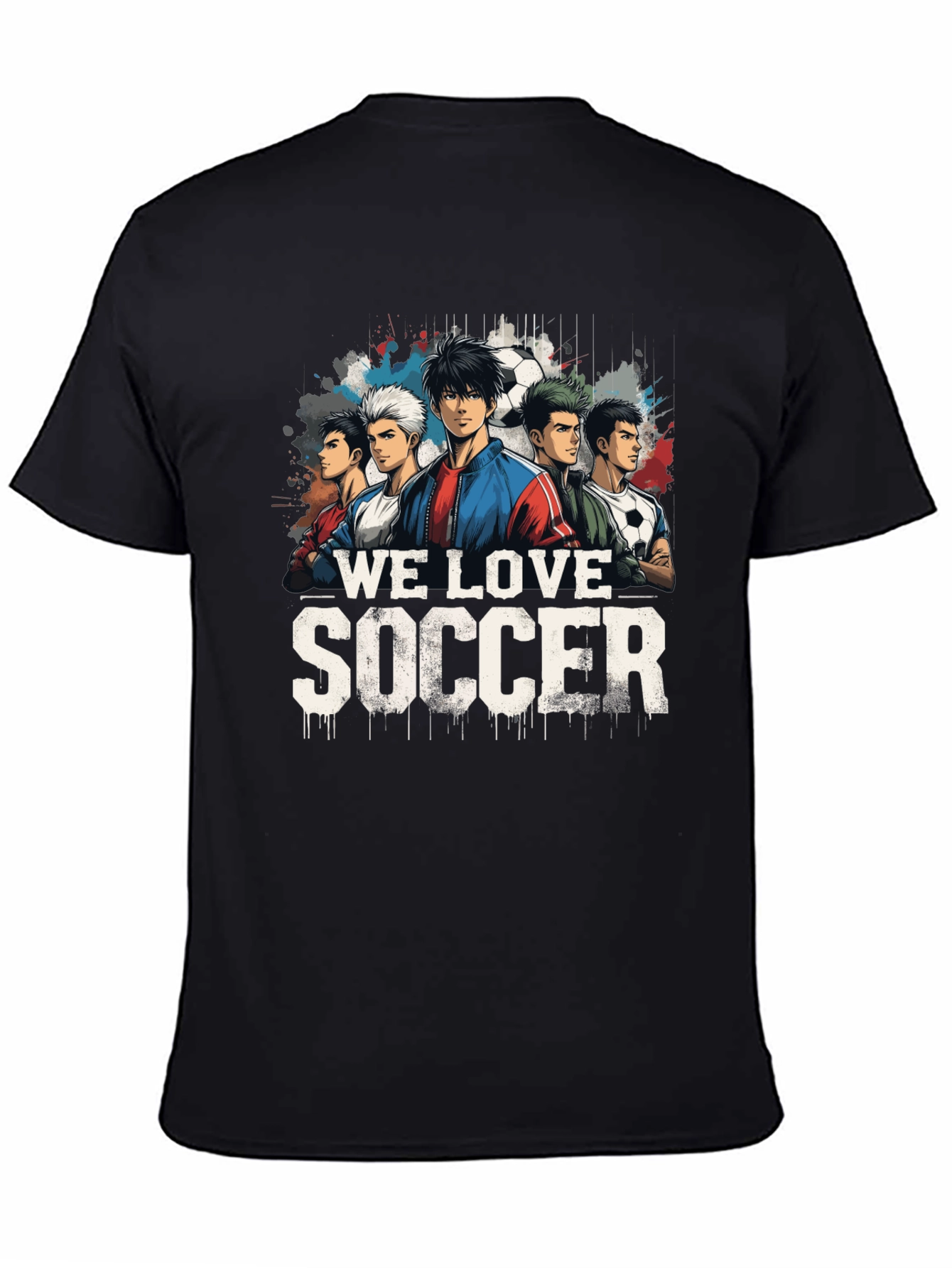 We Love Soccer Graphic Tee - Black Cotton Blend