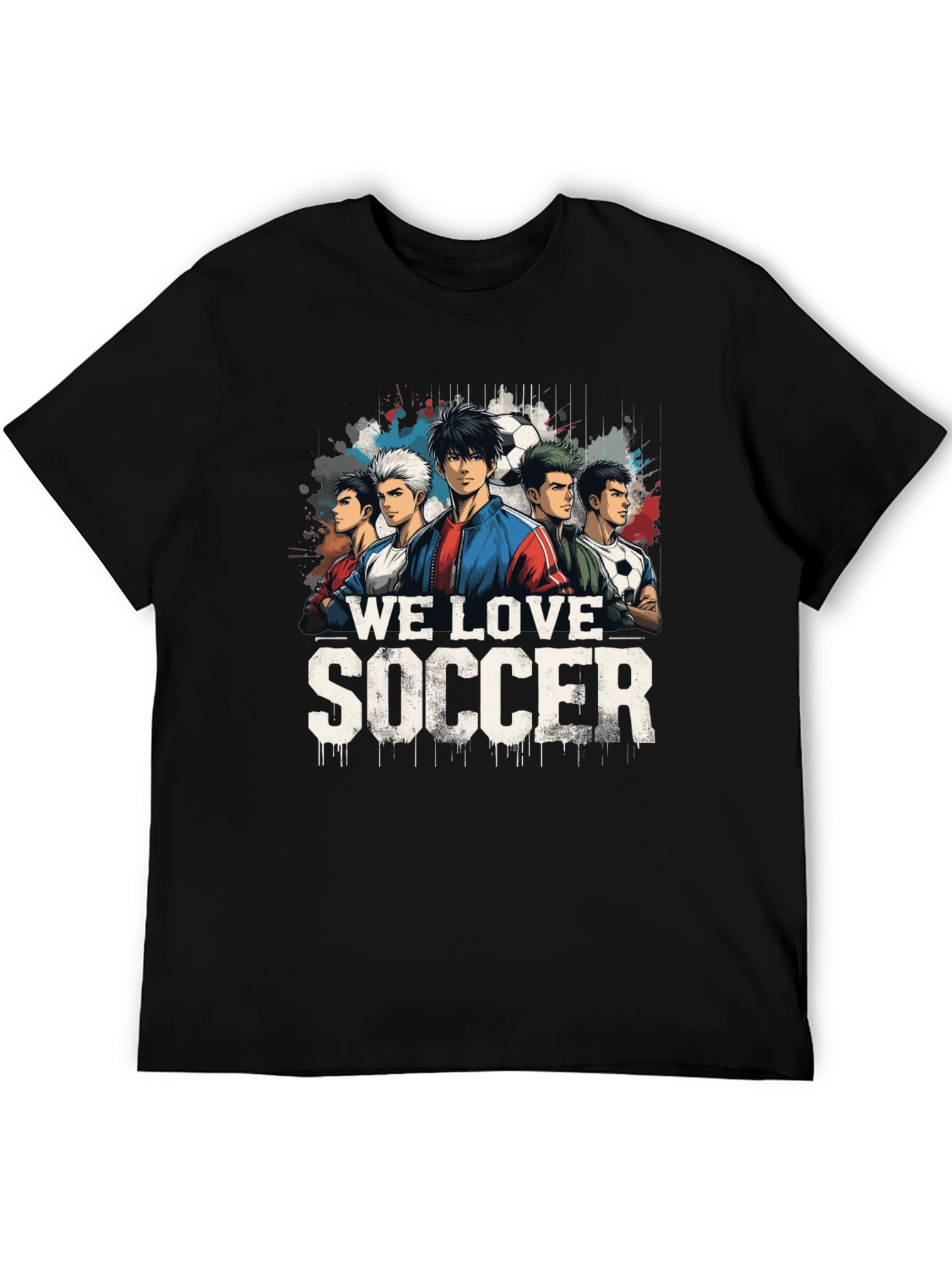 We Love Soccer Graphic Tee - Black Cotton Blend
