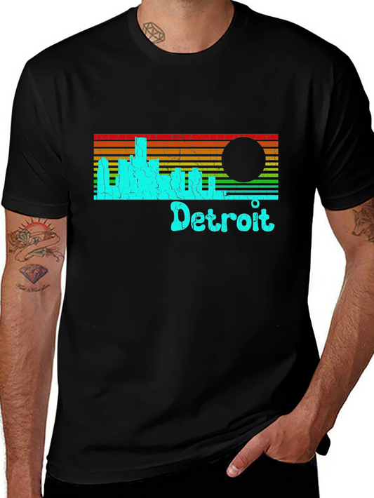 Detroit Skyline Retro T-Shirt