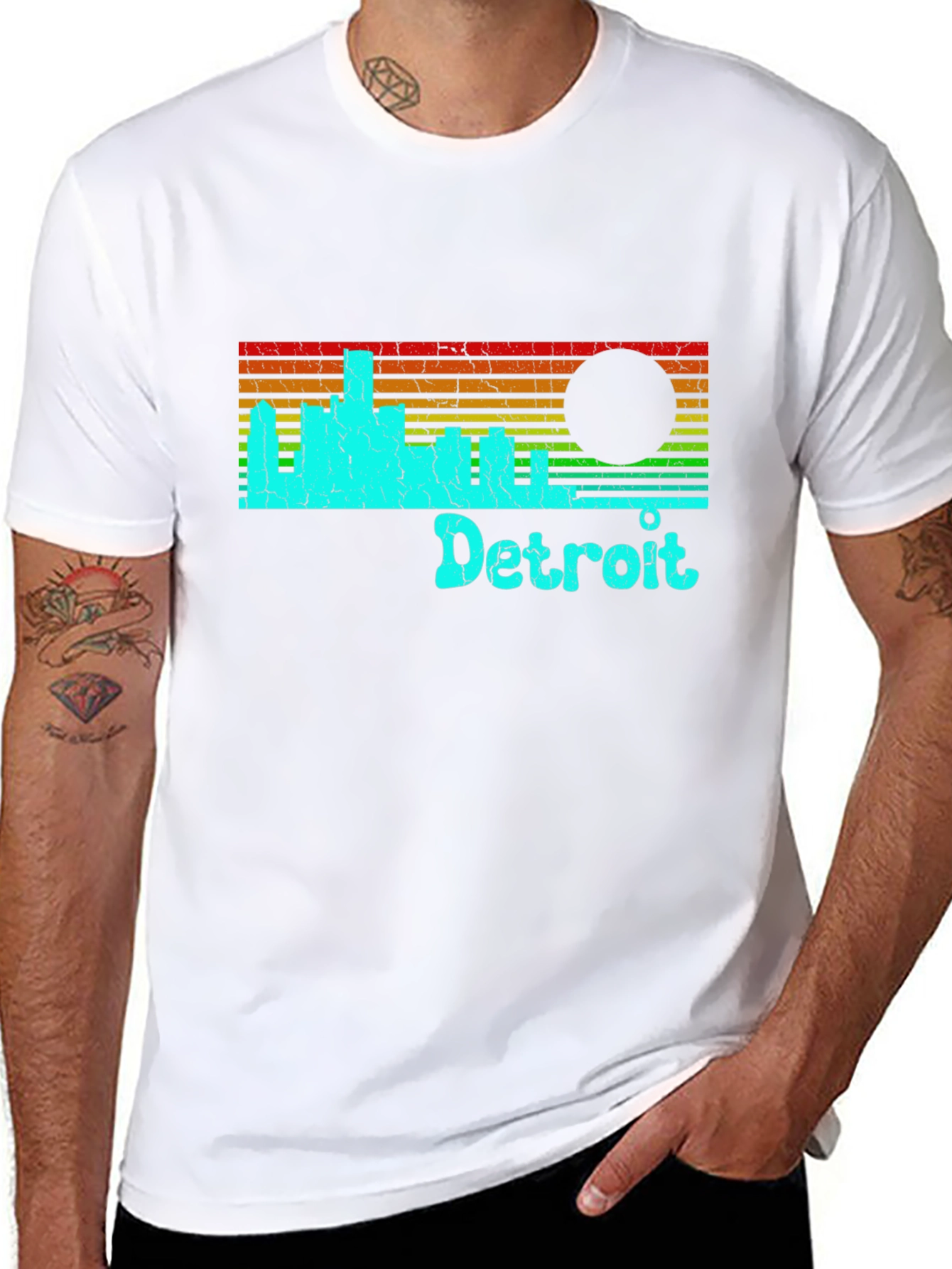 Detroit Skyline Retro T-Shirt