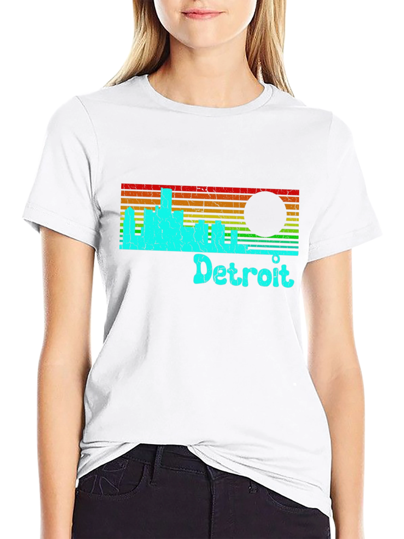 Detroit Skyline Retro T-Shirt