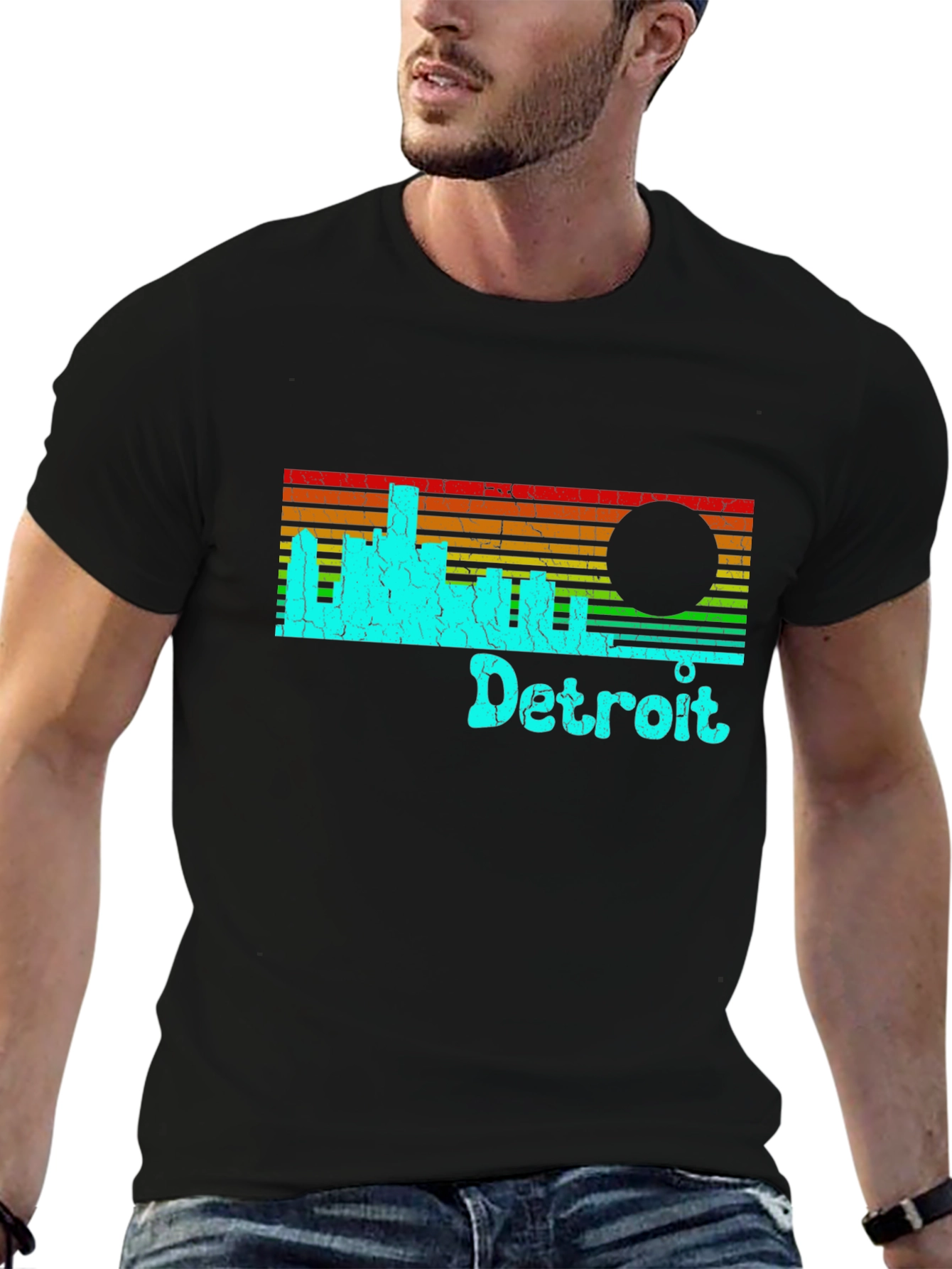 Detroit Skyline Retro T-Shirt