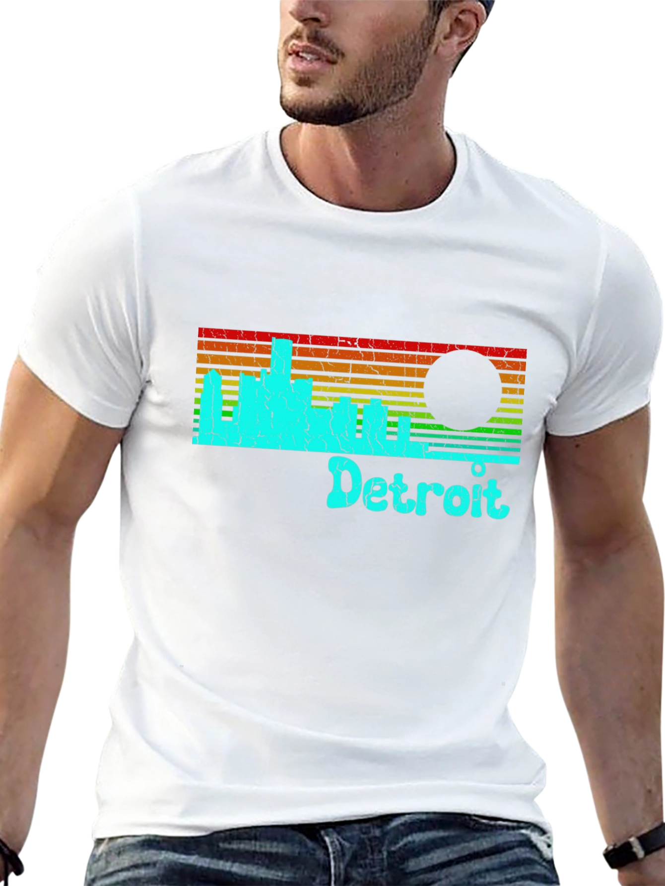 Detroit Skyline Retro T-Shirt