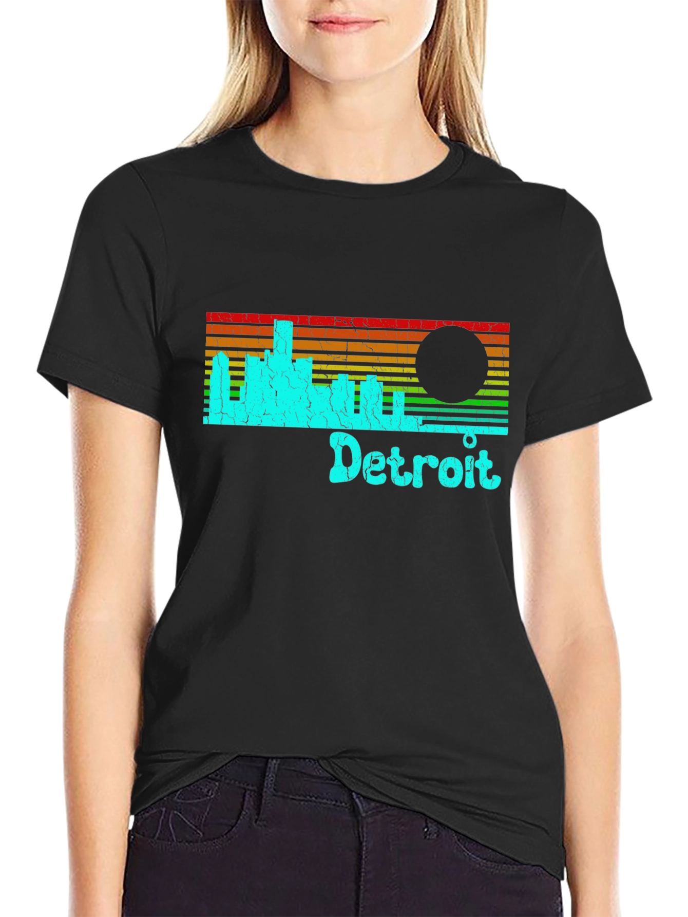 Detroit Skyline Retro T-Shirt